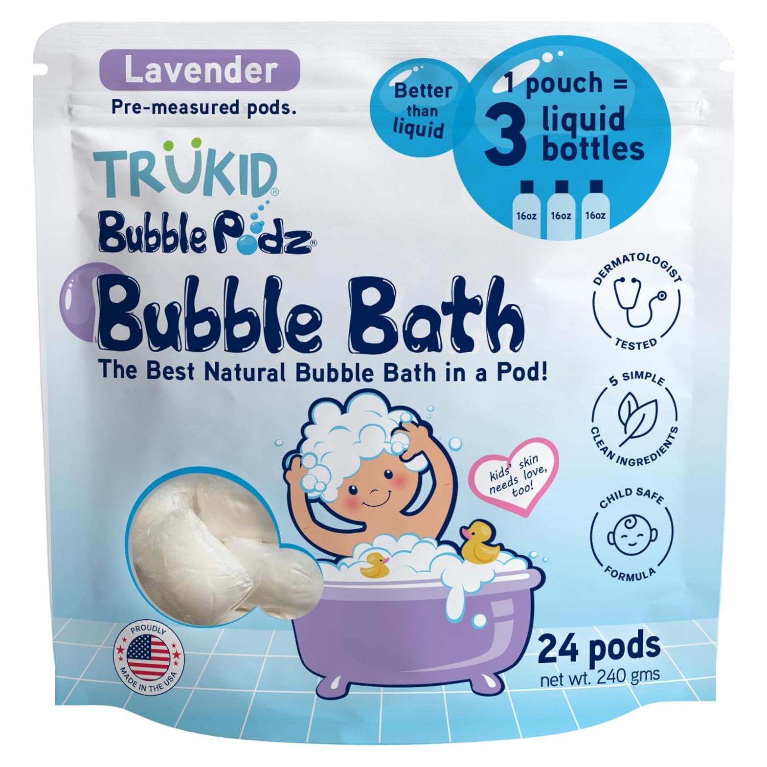 TruKid Bubble Podz Baño Espumoso Lavanda 24 Podz para Niños