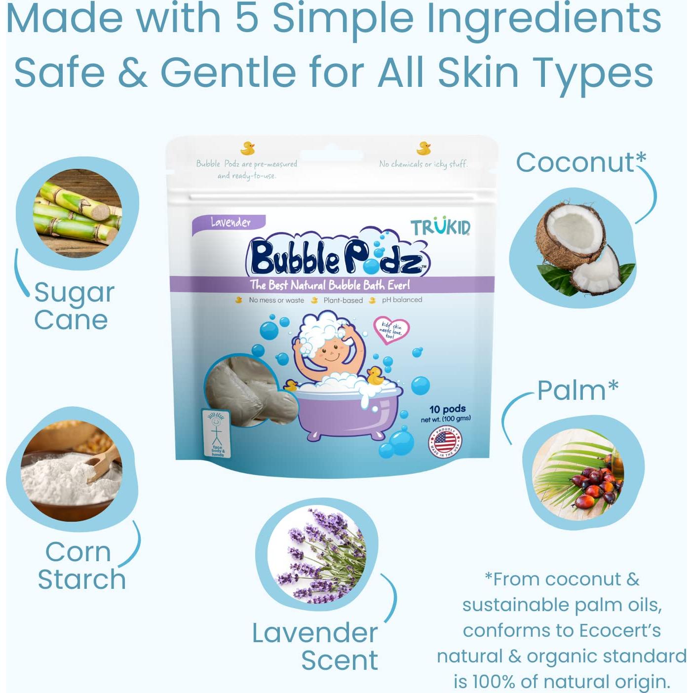 TruKid Bubble Podz Baño Espumoso Lavanda 24 Podz para Niños