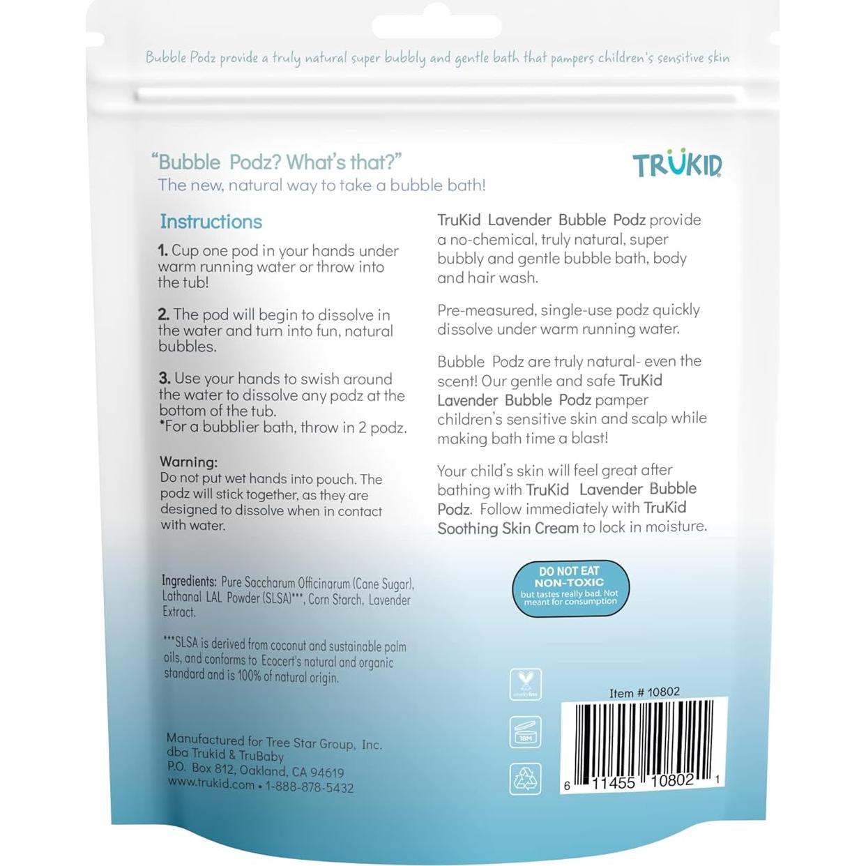 TruKid Bubble Podz Baño Espumoso Lavanda 24 Podz para Niños