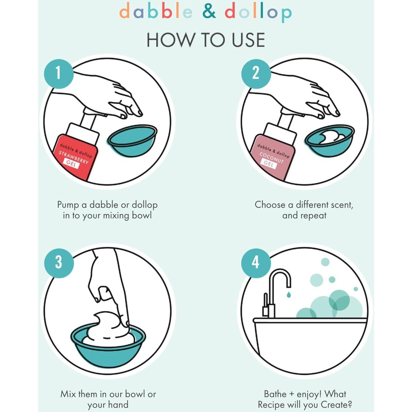 Dabble & Dollop Beachy Bundle, Natural Bubble Bath, Body Wash, Shampoo for Kids, Paraben & Sulfate Free, Vegan, Gluten-Free, Tear-Free, Honeydew Melon, Vanilla & Coconut (Set of 3)