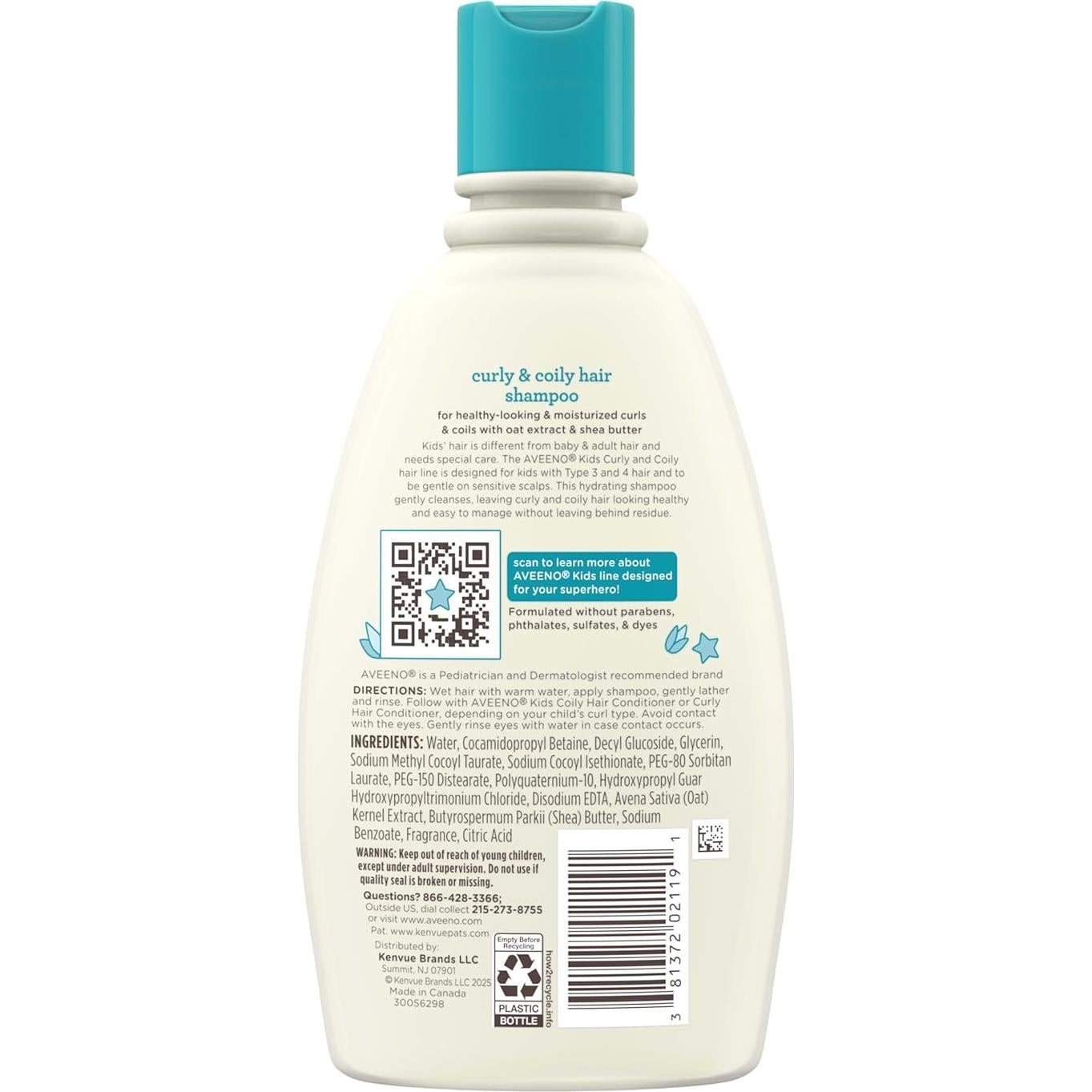 Champú Hidratante Aveeno Kids para Cabello Rizado 354 ml