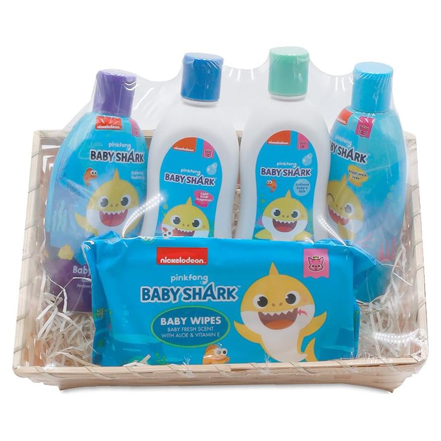 Cesta de Regalo de Baño Baby Shark Primal Elements - Champú, Loción, Gel y Toallitas