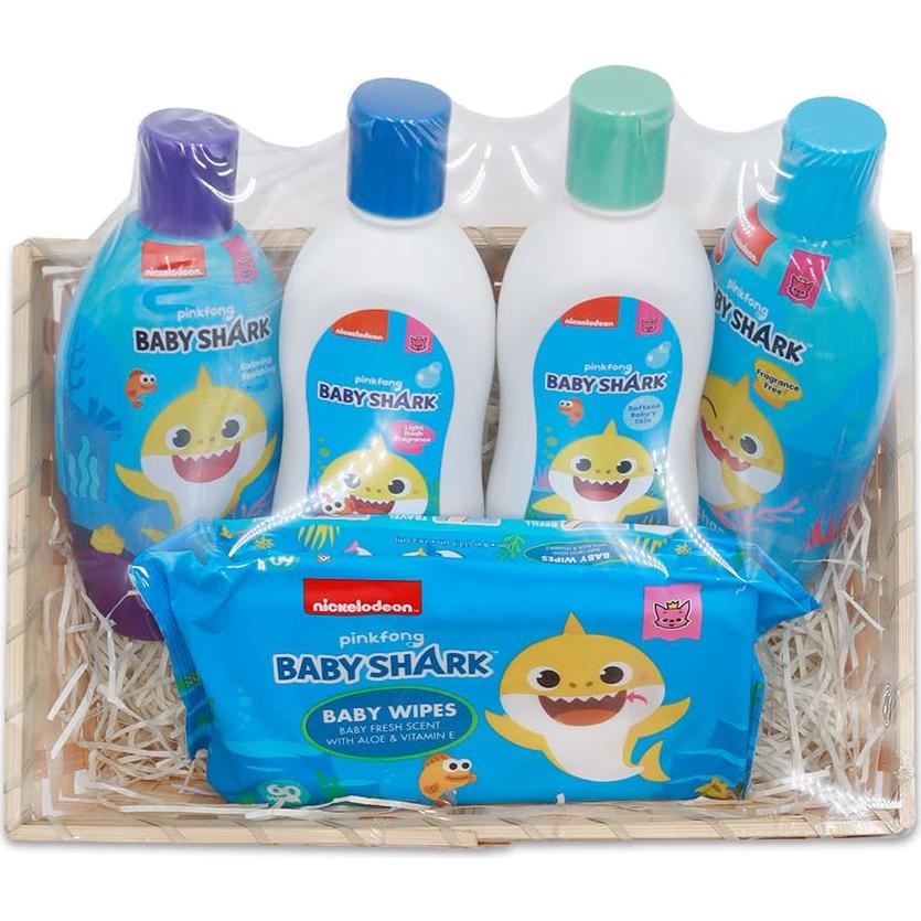 Cesta de Regalo de Baño Baby Shark Primal Elements - Champú, Loción, Gel y Toallitas