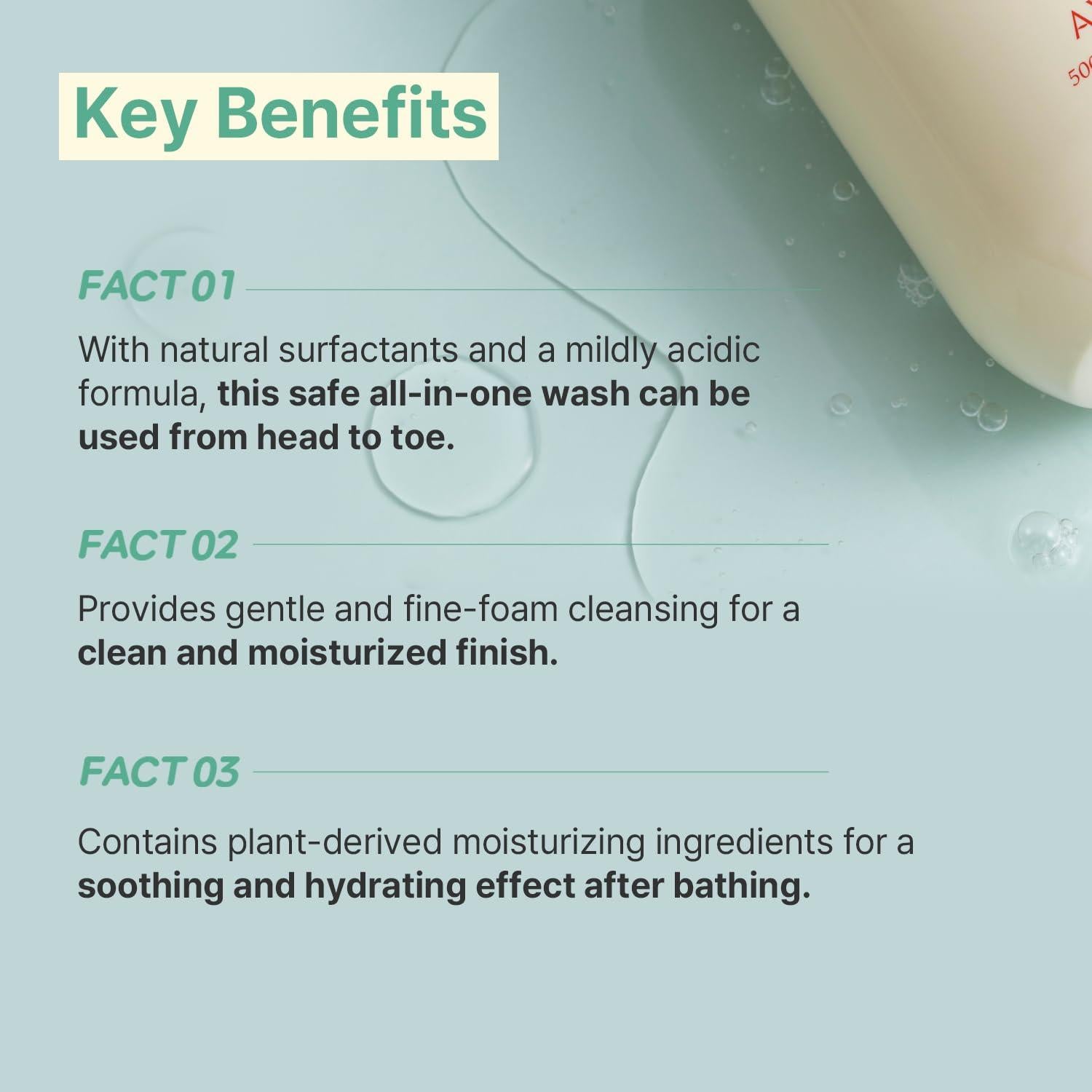 Champú y Lavado Todo en Uno AVCA 500ml para Bebés Piel Sensible