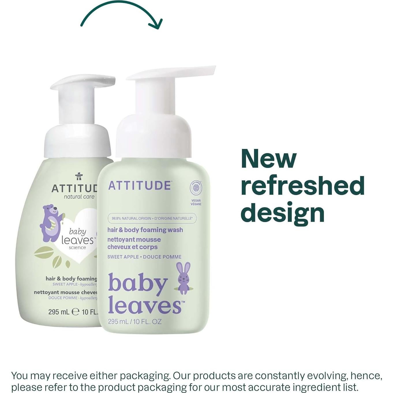 Jabón Espumoso 2-en-1 ATTITUDE para Bebés Manzana Dulce 300ml