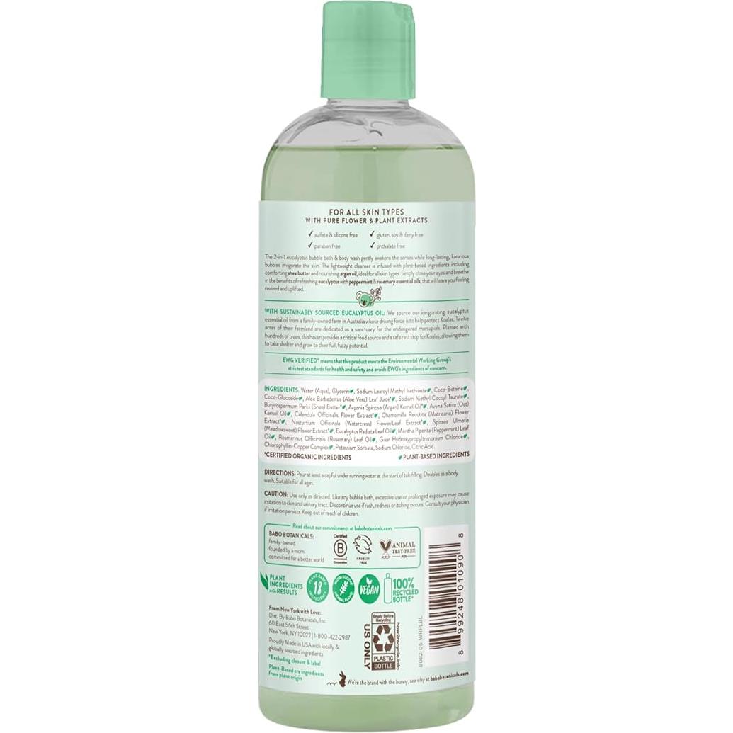 Babo Botanicals Baño de Burbuja y Champú Eucalipto 2-en-1 425g