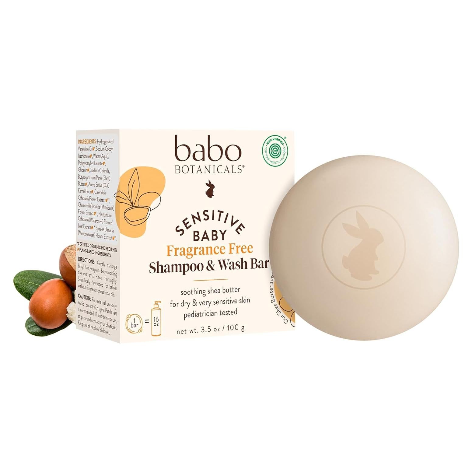 Champú y Jabón 2-en-1 Babo Botanicals Sin Fragancia 113g