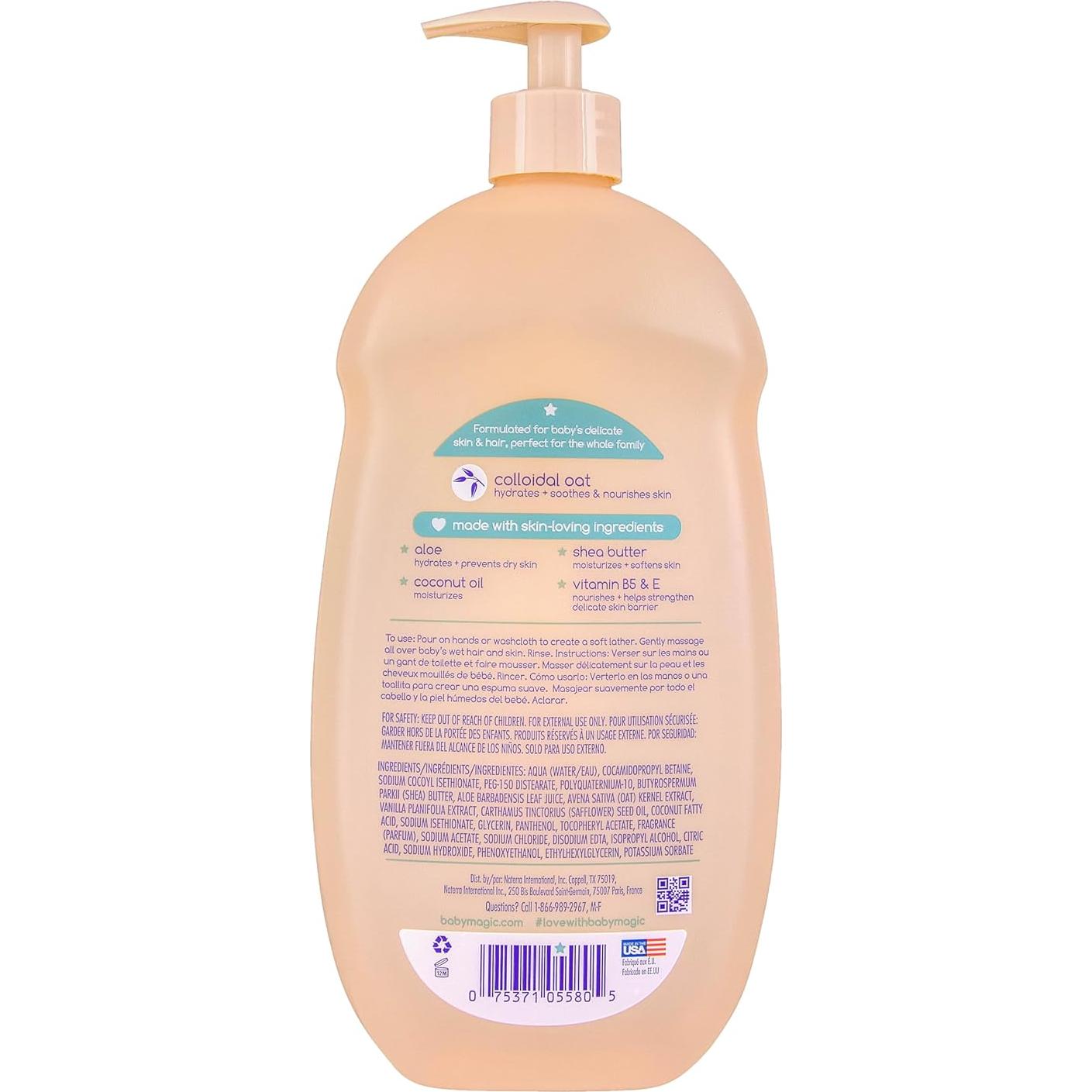 Jabón Suave Baby Magic para Cabello y Cuerpo 887 ml Vainilla Avena
