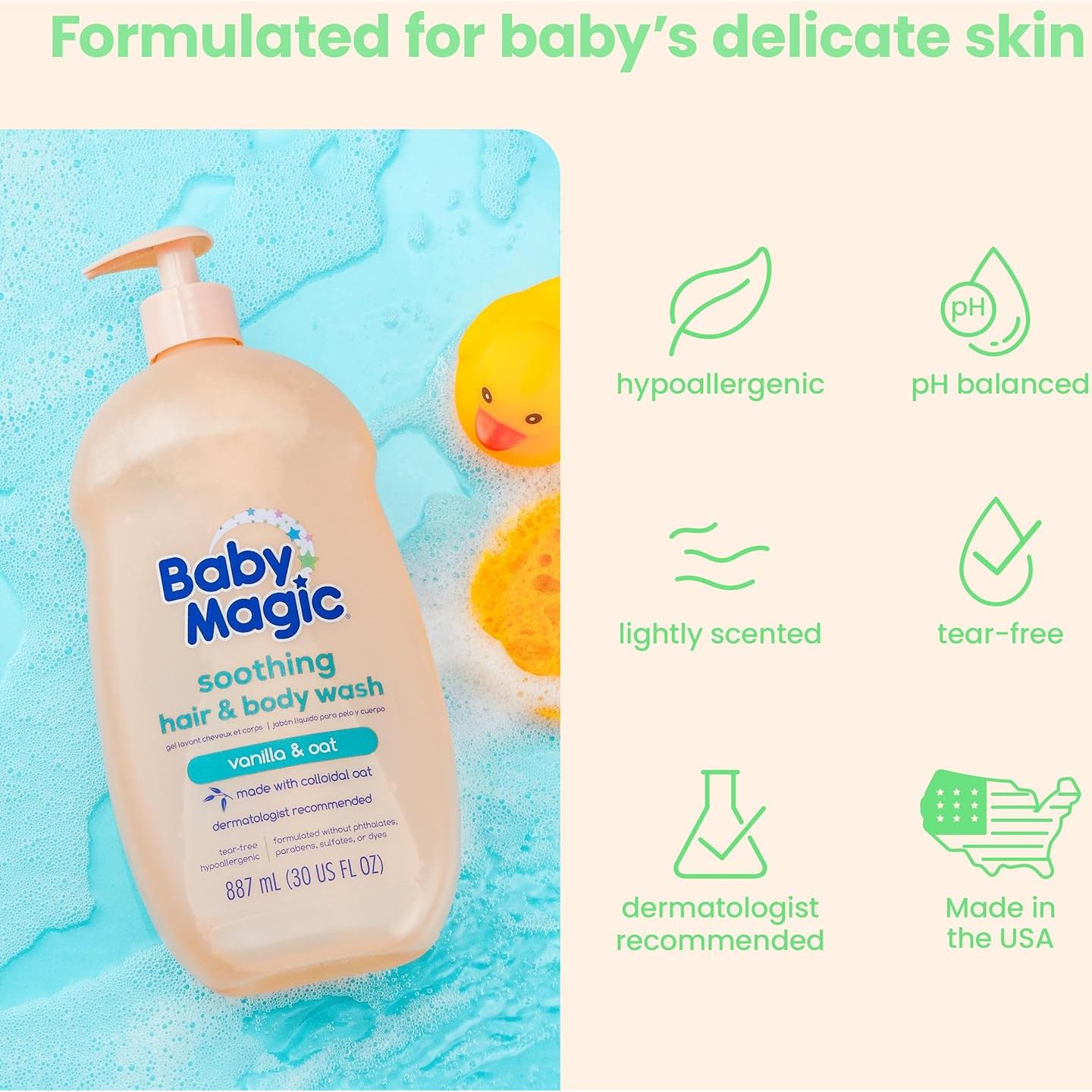 Jabón Suave Baby Magic para Cabello y Cuerpo 887 ml Vainilla Avena