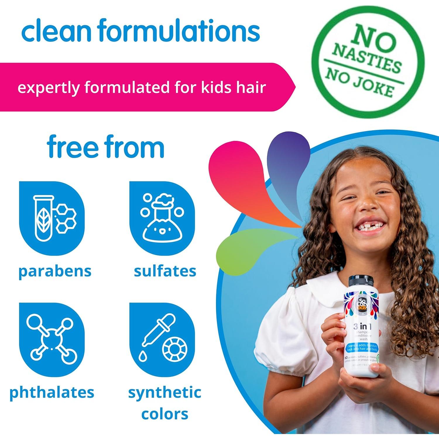 SoCozy 3 en 1 Champú, Acondicionador y Jabón para Niños 0.47L