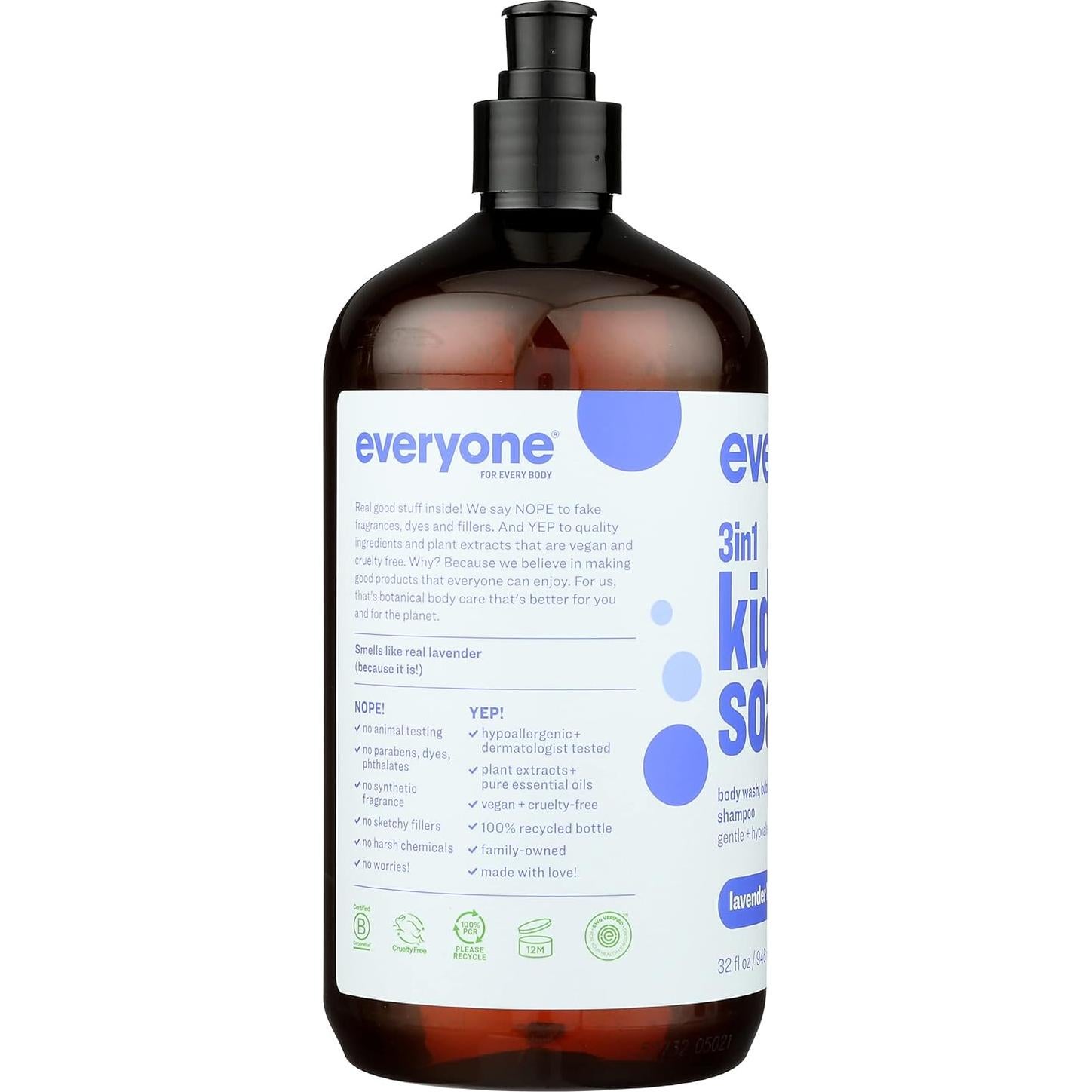 Jabón para Niños Everyone 3 en 1 Lavanda 0.95L Champú Gel