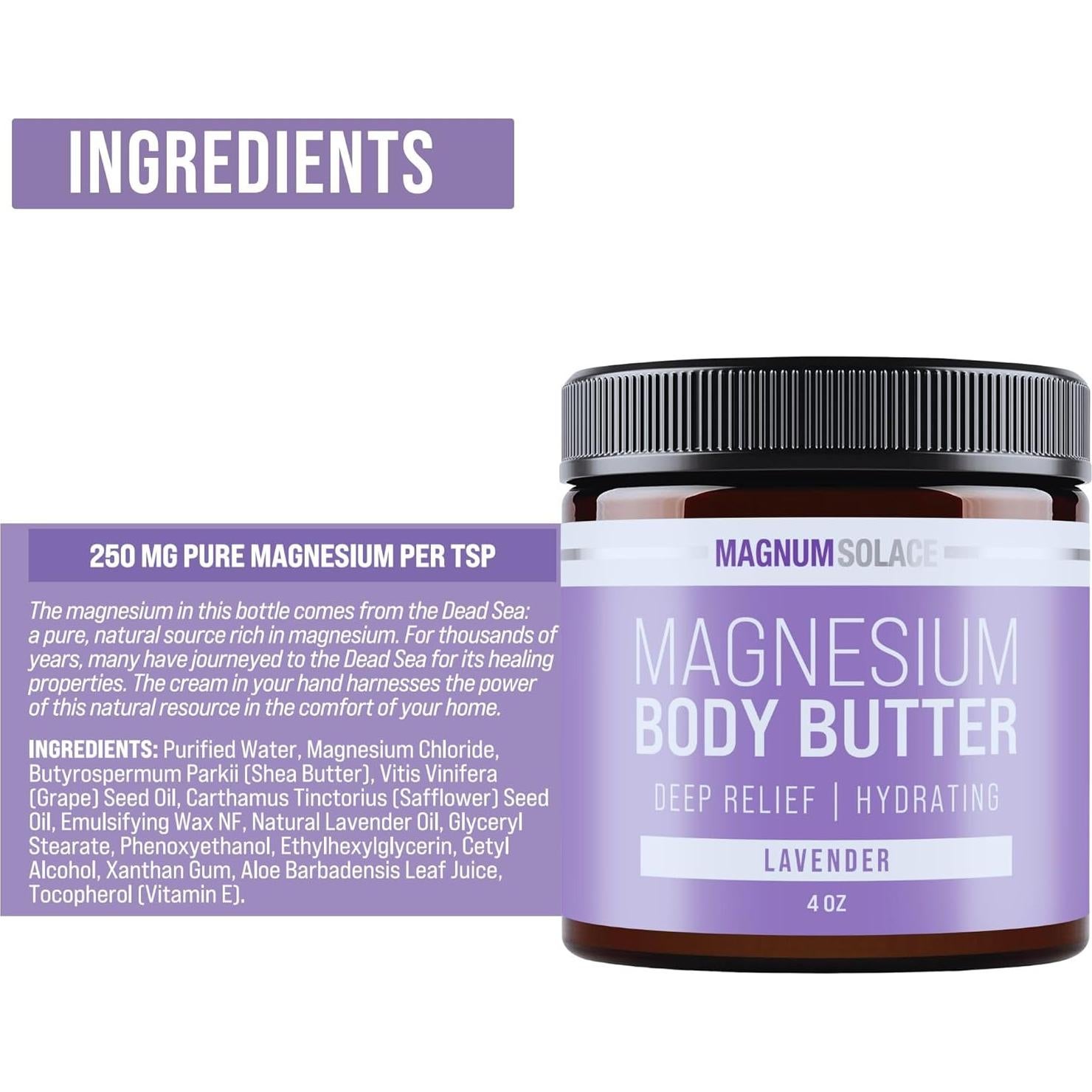 Manteca Corporal de Magnesio Magnum Solace - Aroma Lavanda