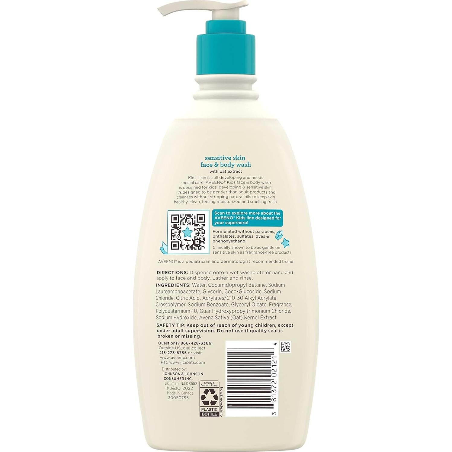 Aveeno Niños Jabón Facial y Corporal 532 ml - Piel Sensible
