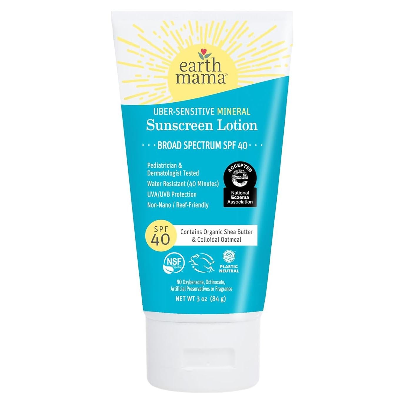 Loción Solar Mineral Uber-Sensible Earth Mama SPF 40 - 85g