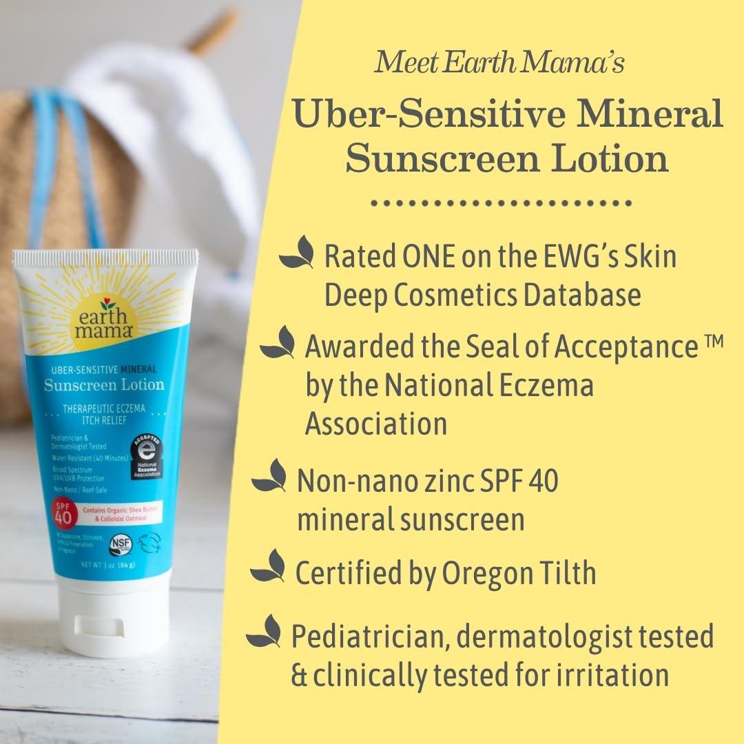 Loción Solar Mineral Uber-Sensible Earth Mama SPF 40 - 85g