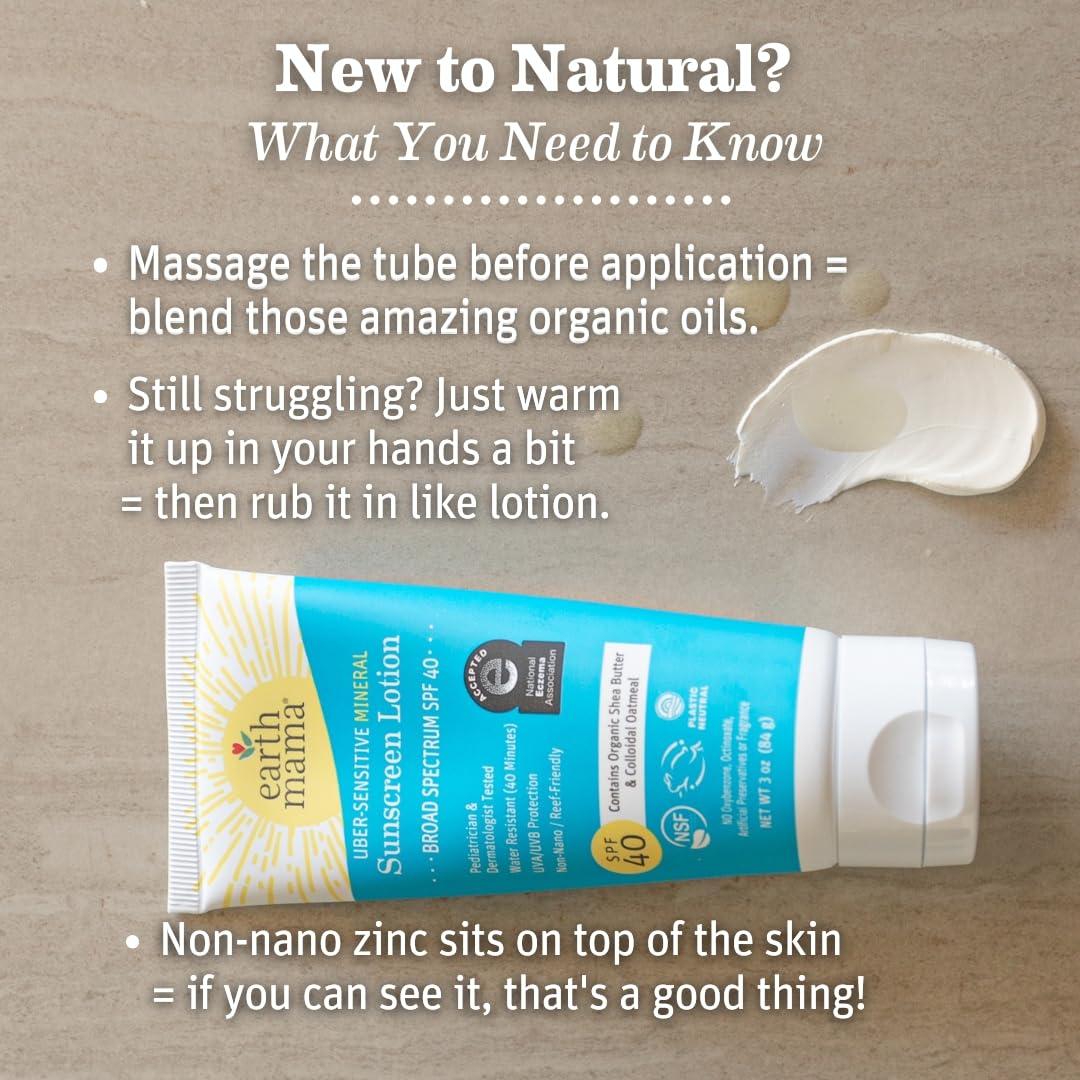 Loción Solar Mineral Uber-Sensible Earth Mama SPF 40 - 85g