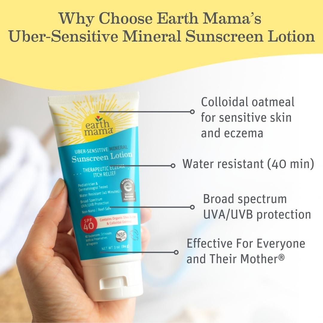 Loción Solar Mineral Uber-Sensible Earth Mama SPF 40 - 85g