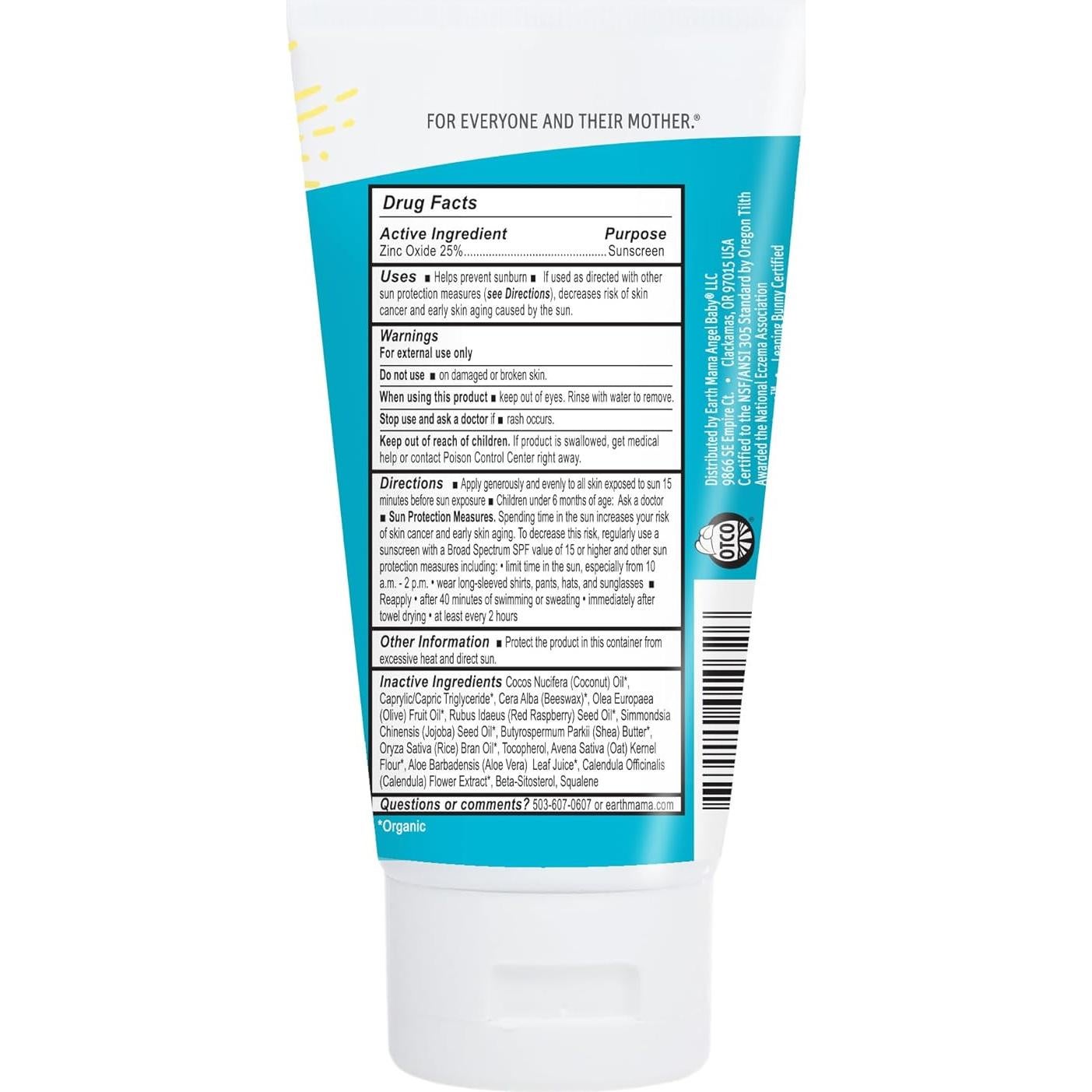 Loción Solar Mineral Uber-Sensible Earth Mama SPF 40 - 85g