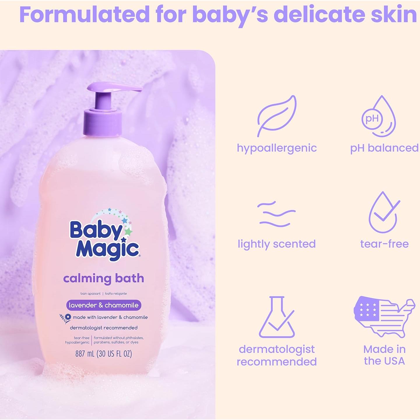 Baño Calmante para Bebés Baby Magic 887 ml con Lavanda y Manzanilla