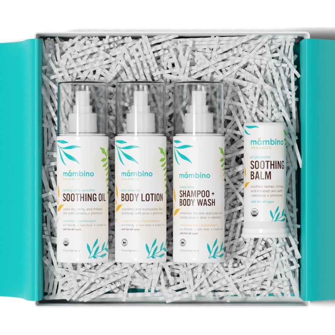 Conjunto de Regalo Orgánico Mambino para Bebés - Kit de Cuidado Vegano 4 Piezas