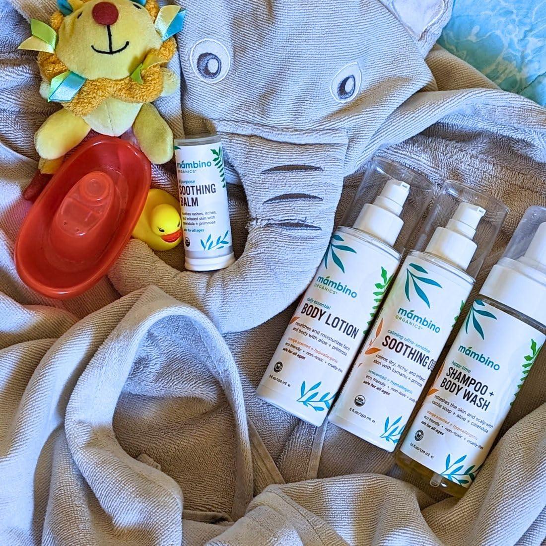 Conjunto de Regalo Orgánico Mambino para Bebés - Kit de Cuidado Vegano 4 Piezas