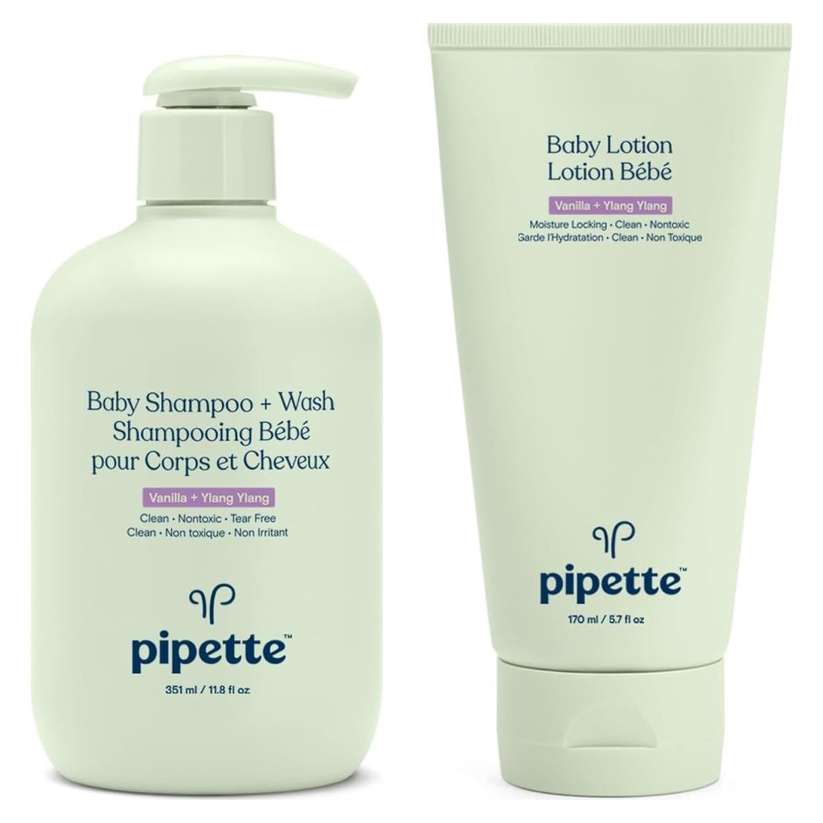 Duo Champú y Lavado Bebés Pipette Vainilla Ylang Ylang 2 Unidades