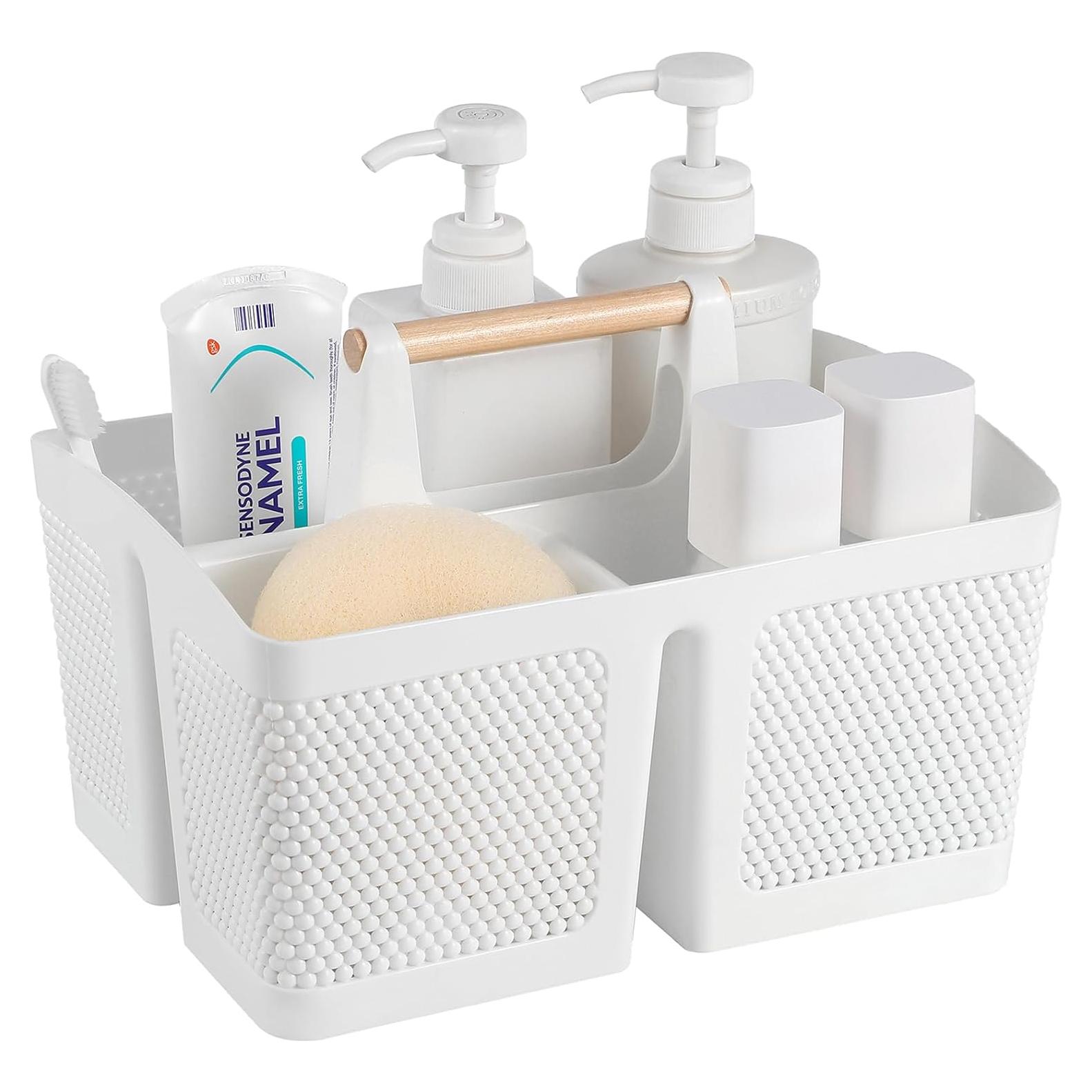 Cesta de Ducha Portátil rejomiik de Plástico Blanco 27.4x19.6cm