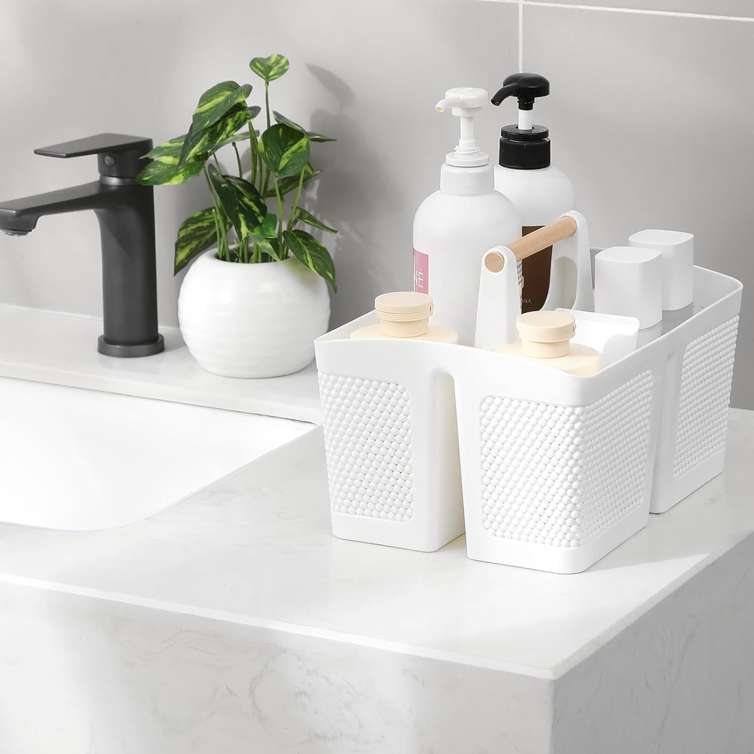 Cesta de Ducha Portátil rejomiik de Plástico Blanco 27.4x19.6cm