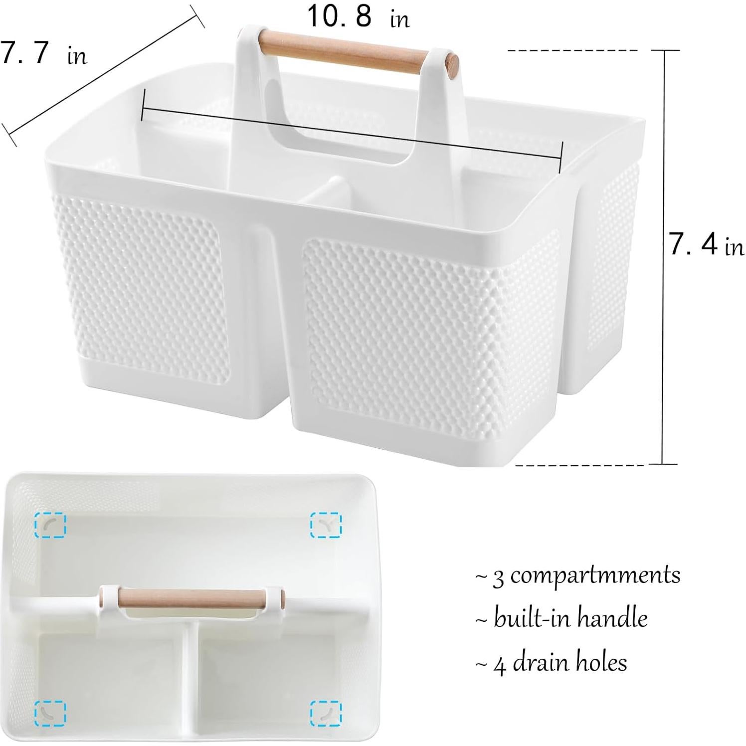 Cesta de Ducha Portátil rejomiik de Plástico Blanco 27.4x19.6cm