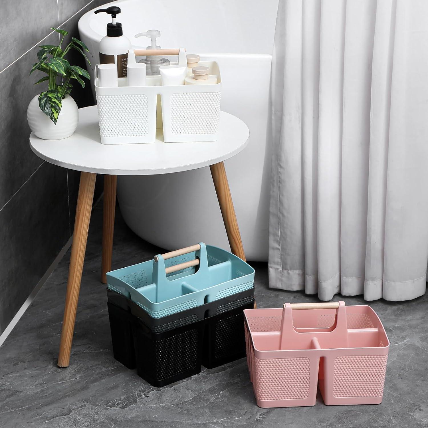 Cesta de Ducha Portátil rejomiik de Plástico Blanco 27.4x19.6cm