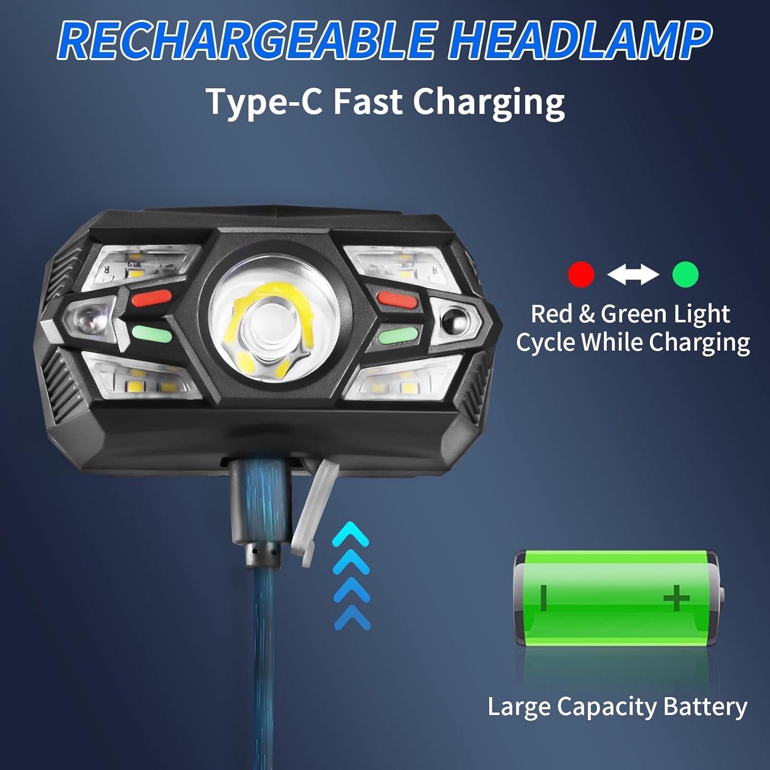 3 Linternas Frontales Recargables Rufykiri LED 5 Modos