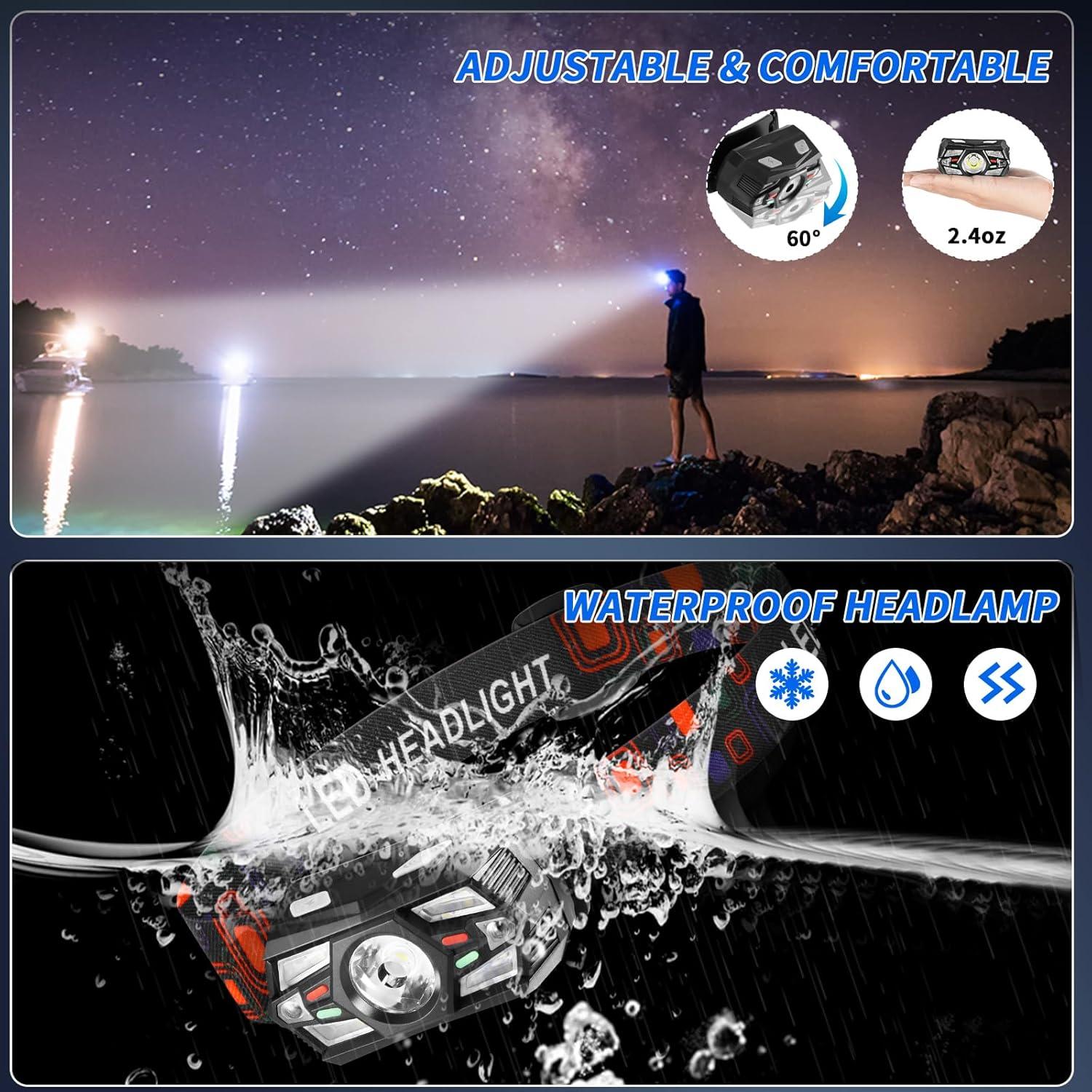 3 Linternas Frontales Recargables Rufykiri LED 5 Modos