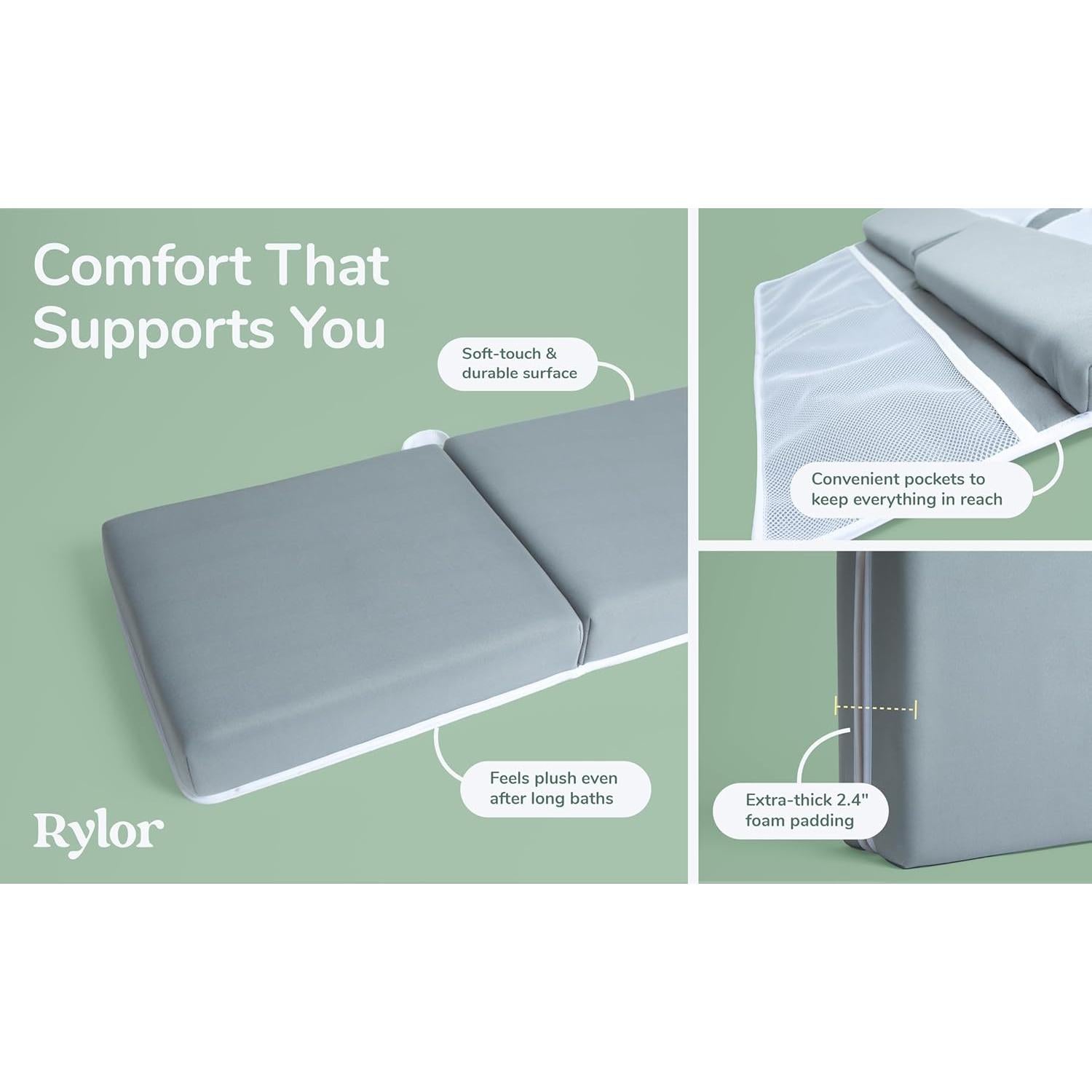Almohadilla de Baño Rylor para Bebé - Soporte Antideslizante Gris