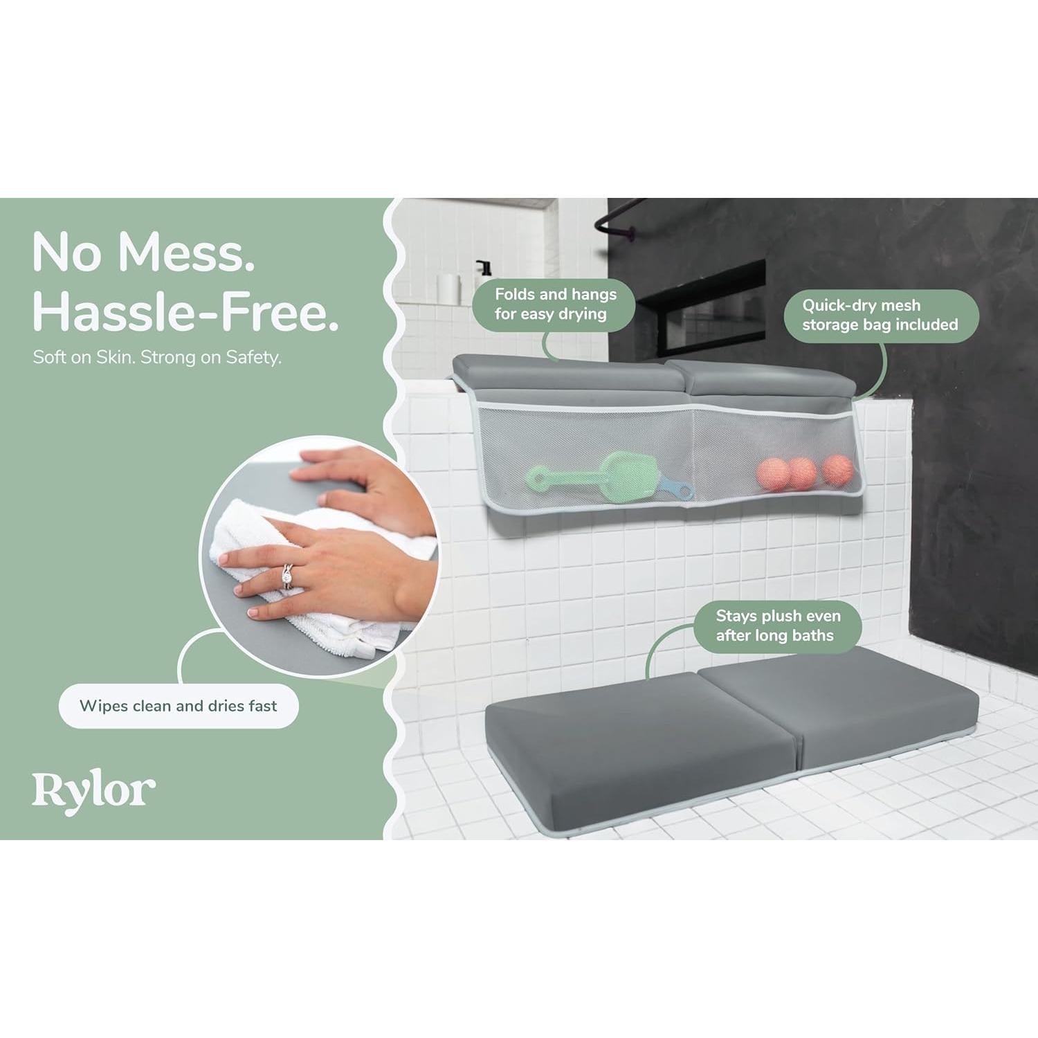 Almohadilla de Baño Rylor para Bebé - Soporte Antideslizante Gris