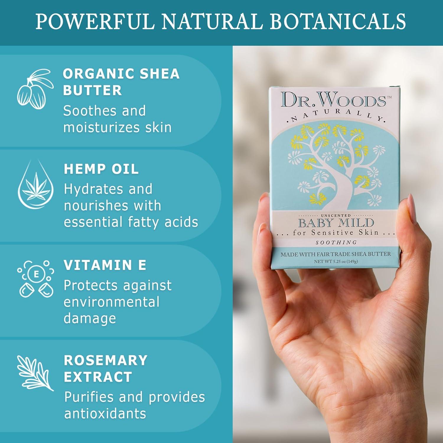 Jabón de barra suave para bebés Dr. Woods 149.69 g sin fragancia