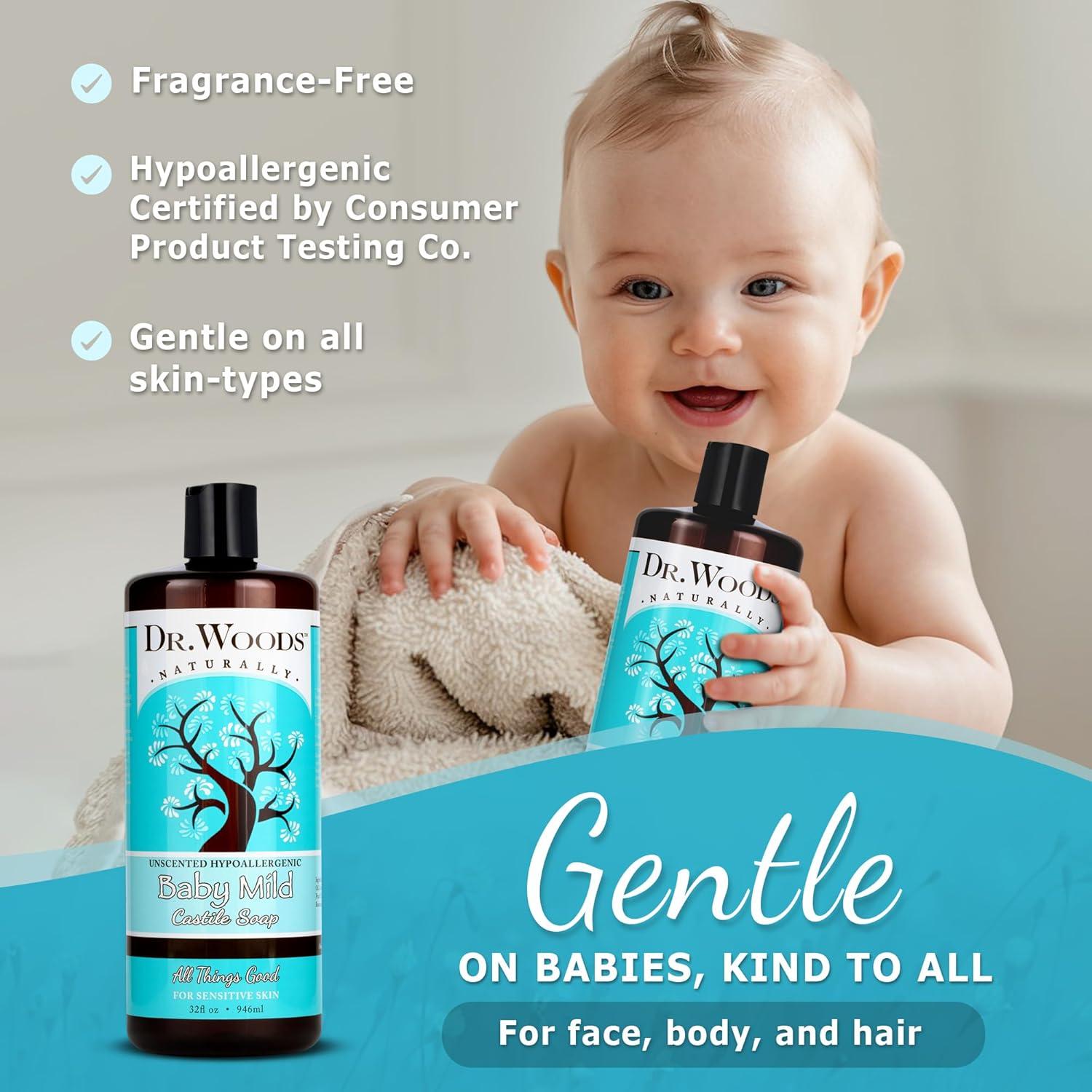 Jabón Líquido de Castile para Bebés Dr. Woods 2L Sin Fragancia
