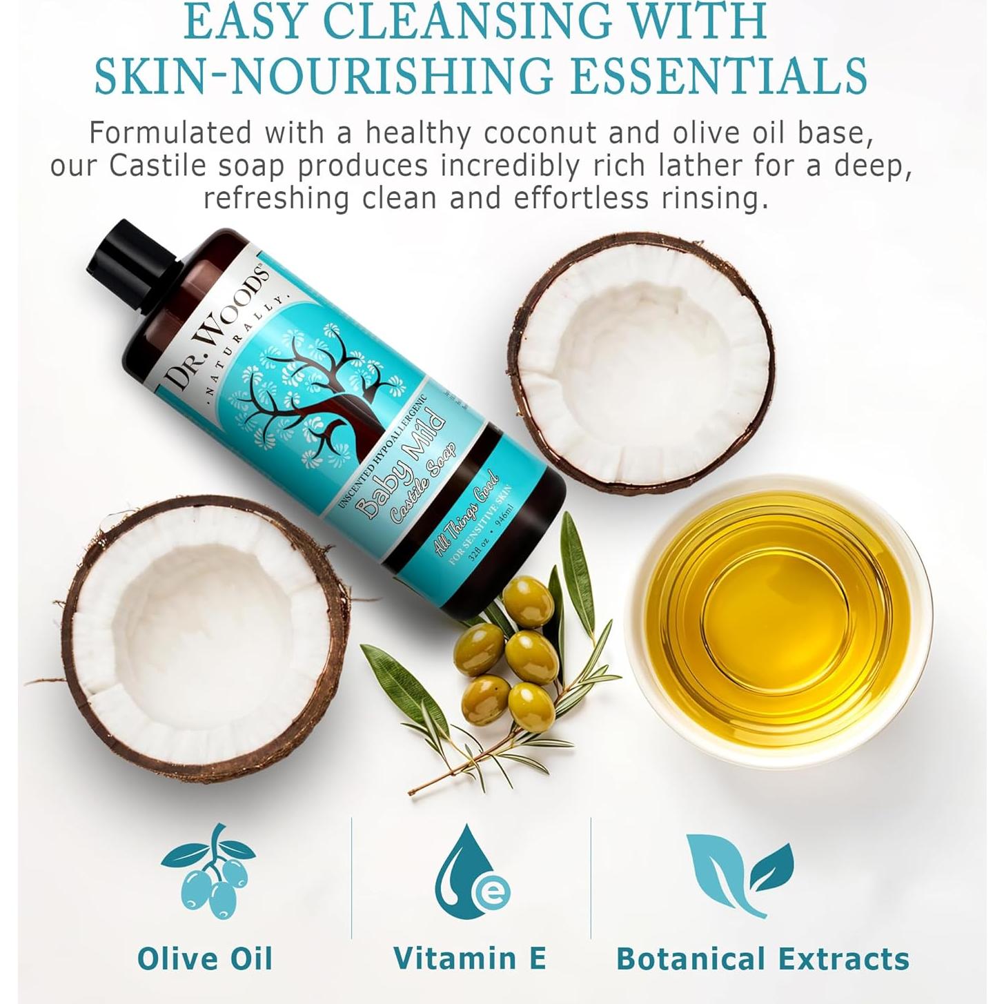 Jabón Líquido de Castile para Bebés Dr. Woods 2L Sin Fragancia