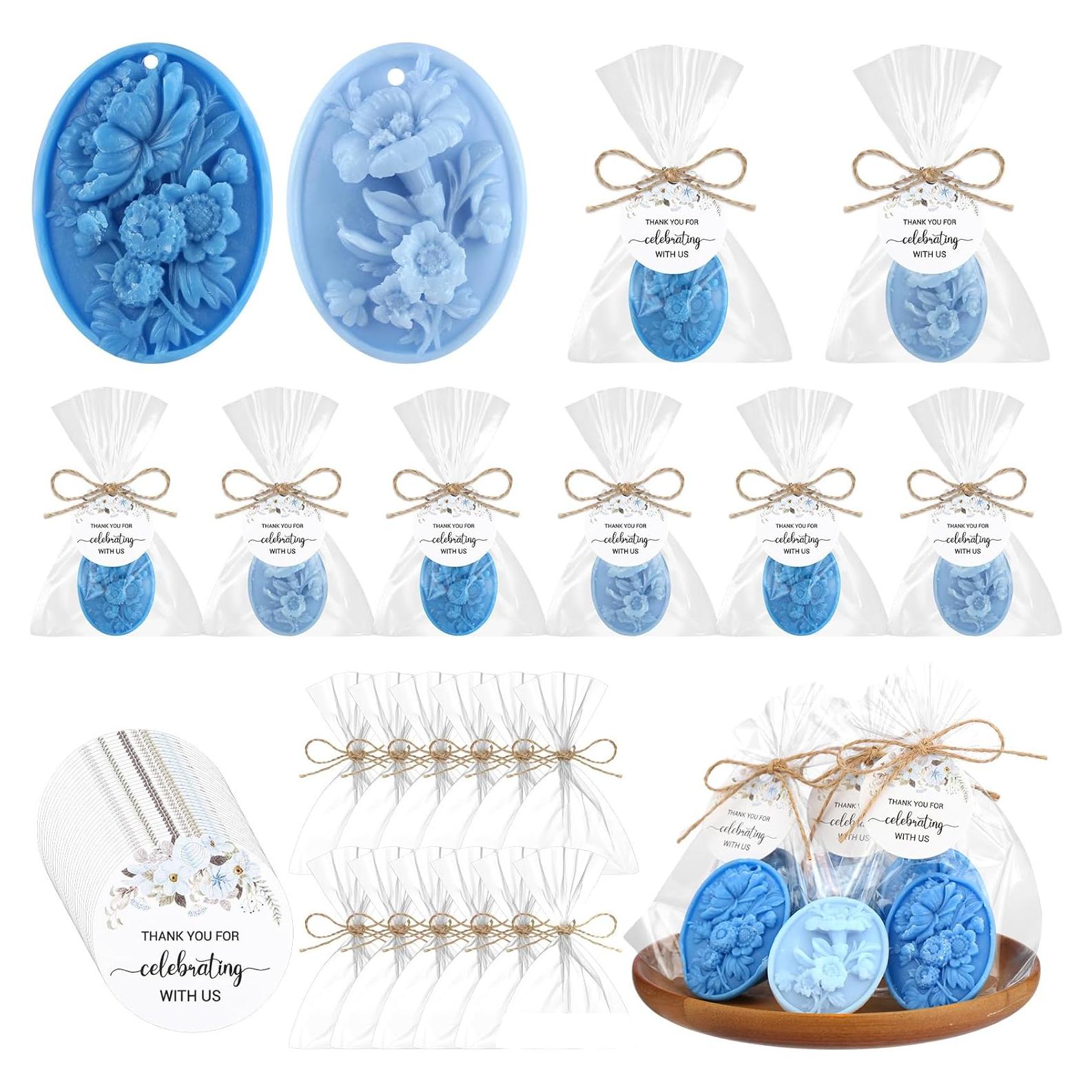 Set de Jabón para Baby Shower Demissle 20 Pcs Flores Azules