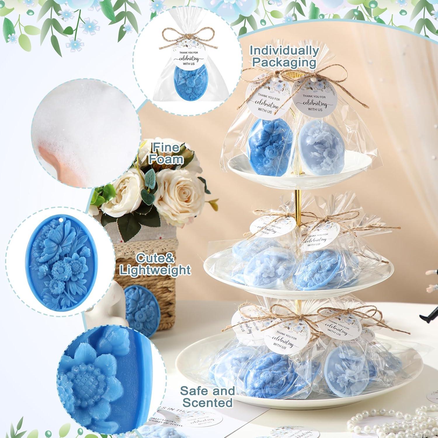 Set de Jabón para Baby Shower Demissle 20 Pcs Flores Azules