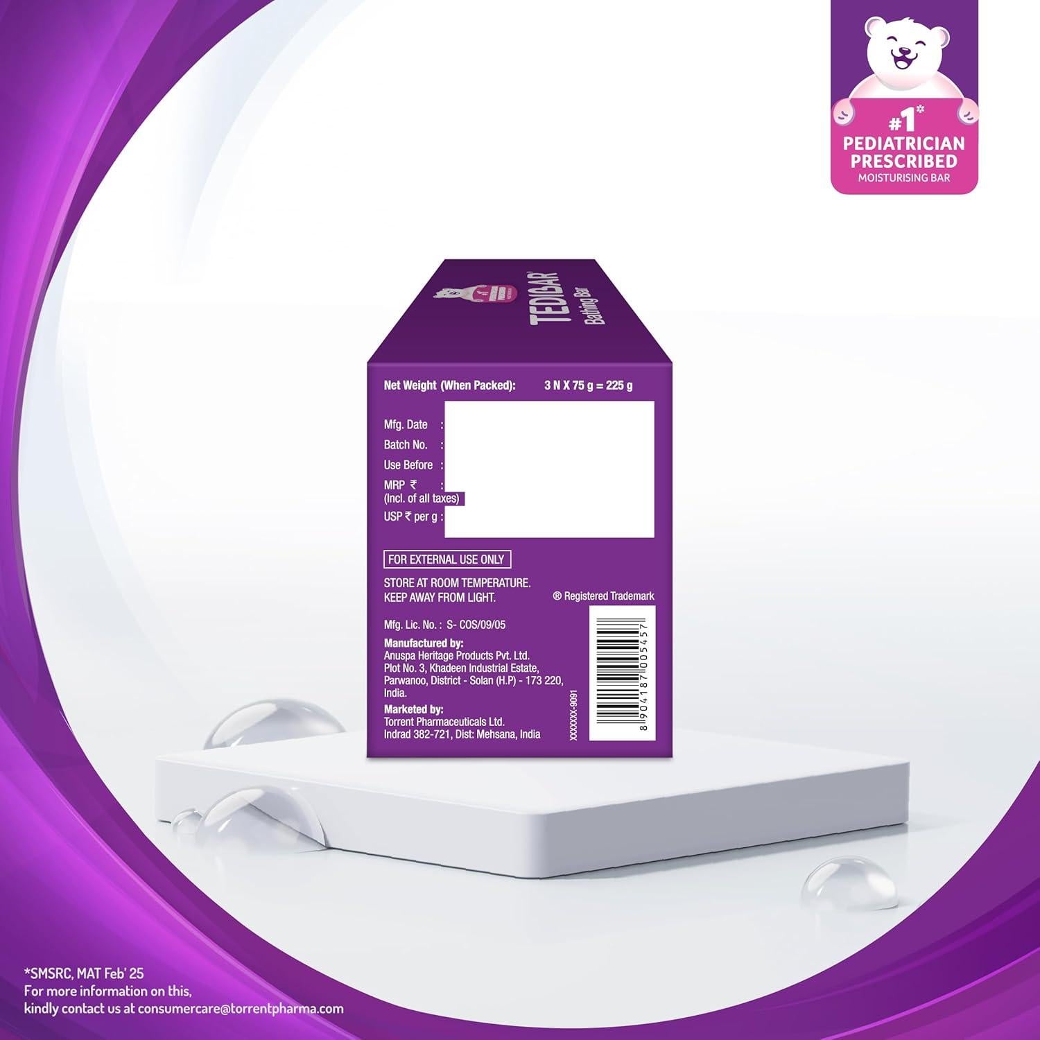 Barra de baño para bebés Curatio 75 g x 3 unidades