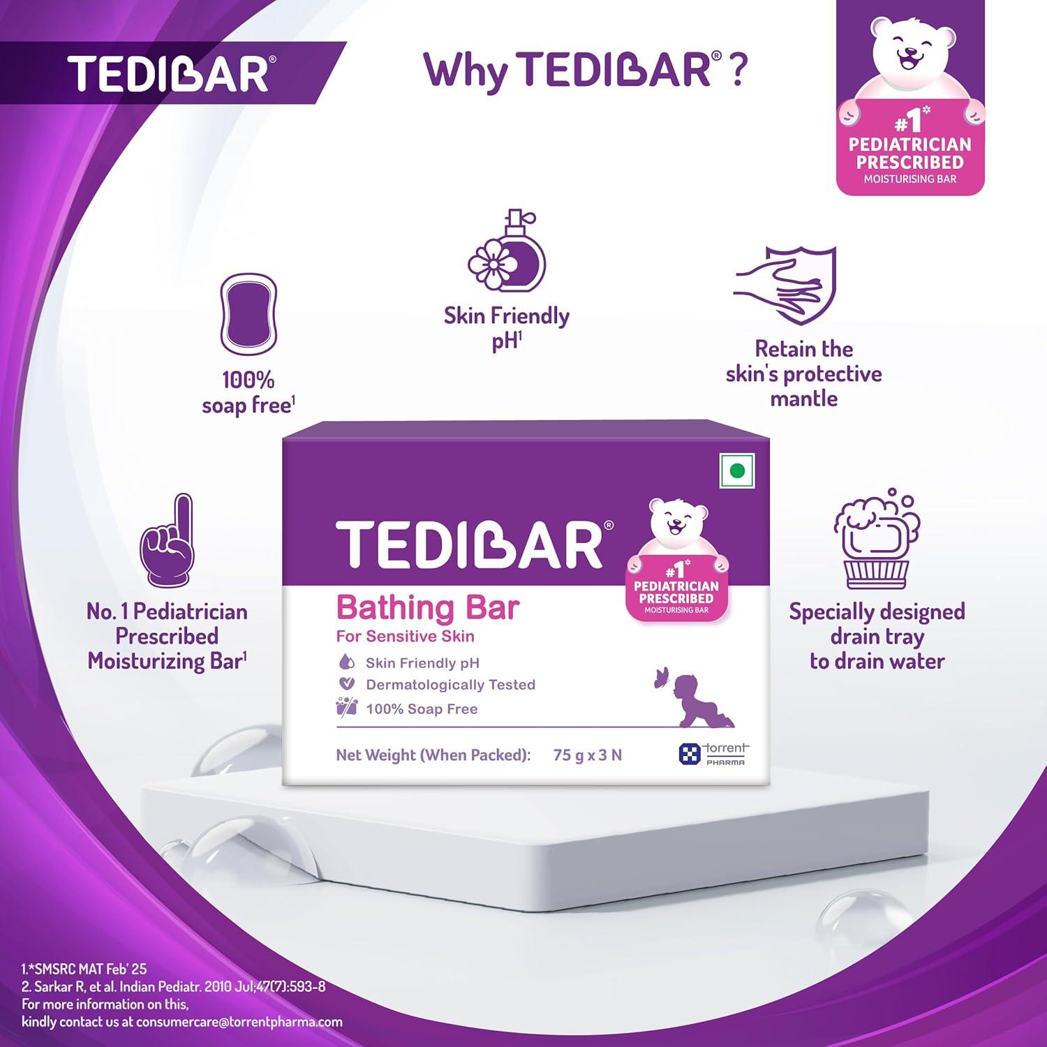 Barra de baño para bebés Curatio 75 g x 3 unidades