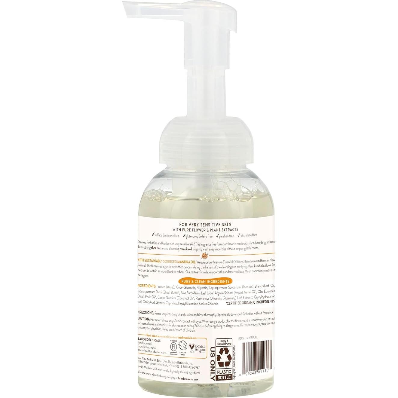 Jabón Espumoso Sin Fragancia Babo Botanicals 226g - Piel Sensible