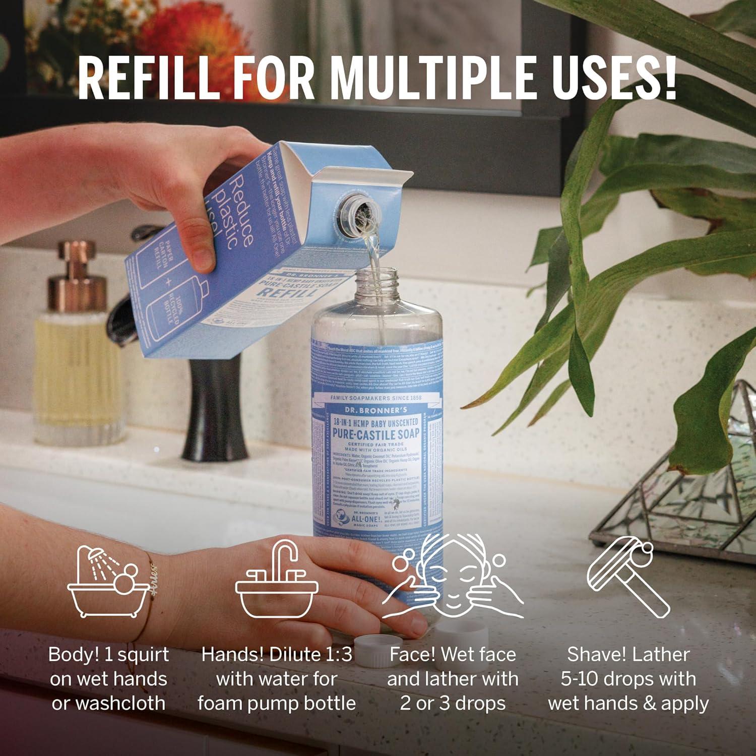 Jabón Líquido Mágico Pure-Castile Dr. Bronner 0.95L Sin Fragancia