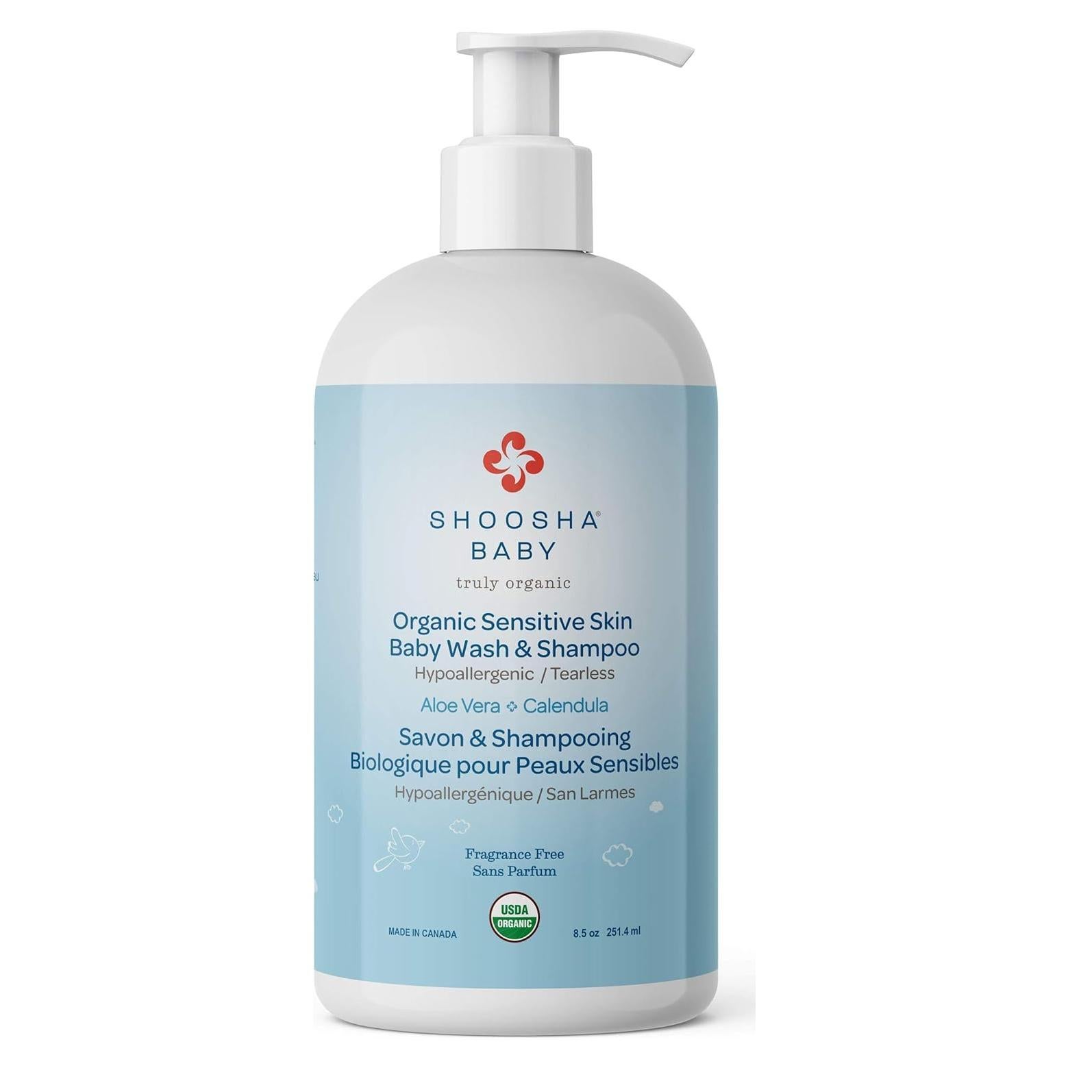 Jabón y Champú Orgánico Shoosha para Bebés 240ml Hipoalergénico