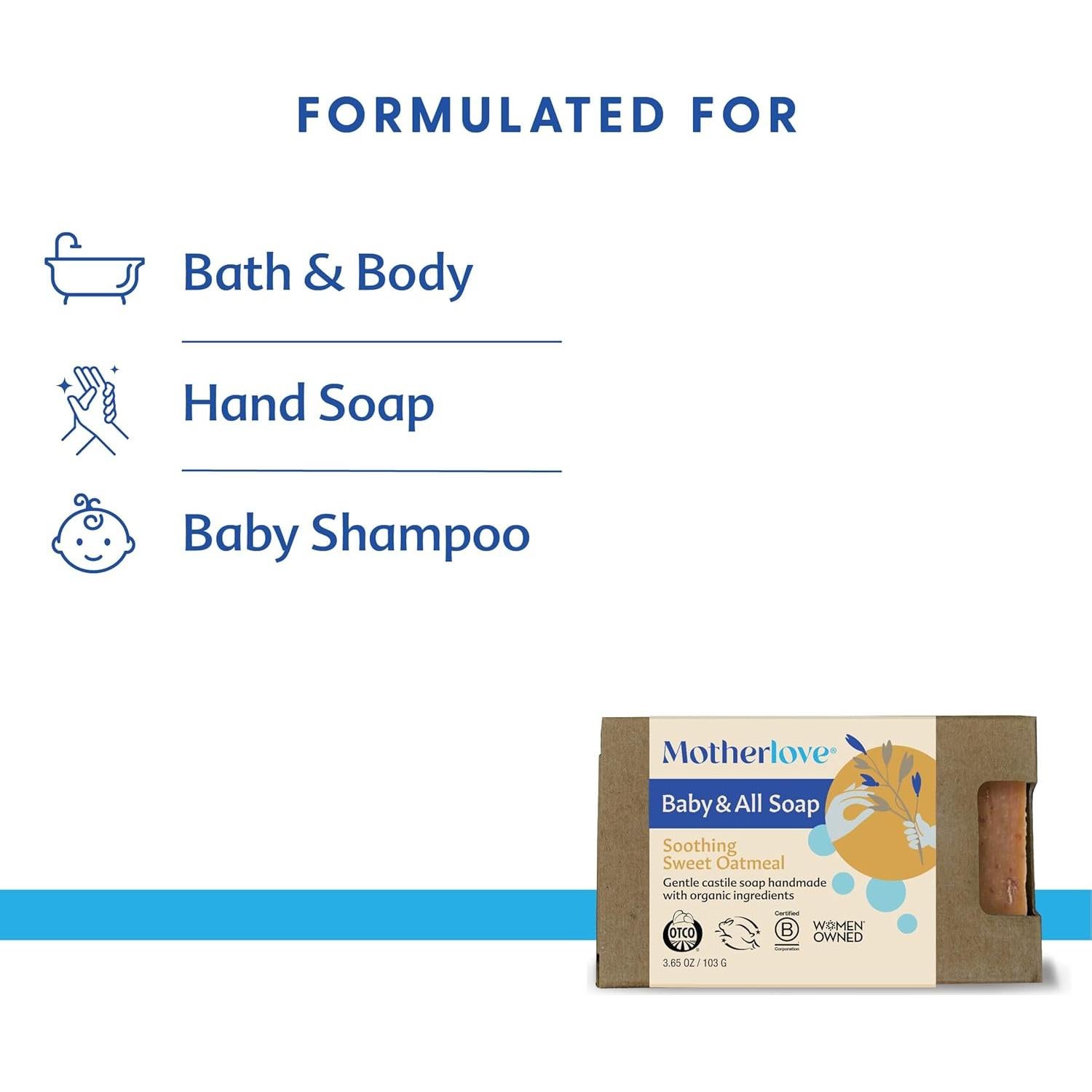 Jabón de Castilla Suave Motherlove 3 Unidades Avena Orgánica