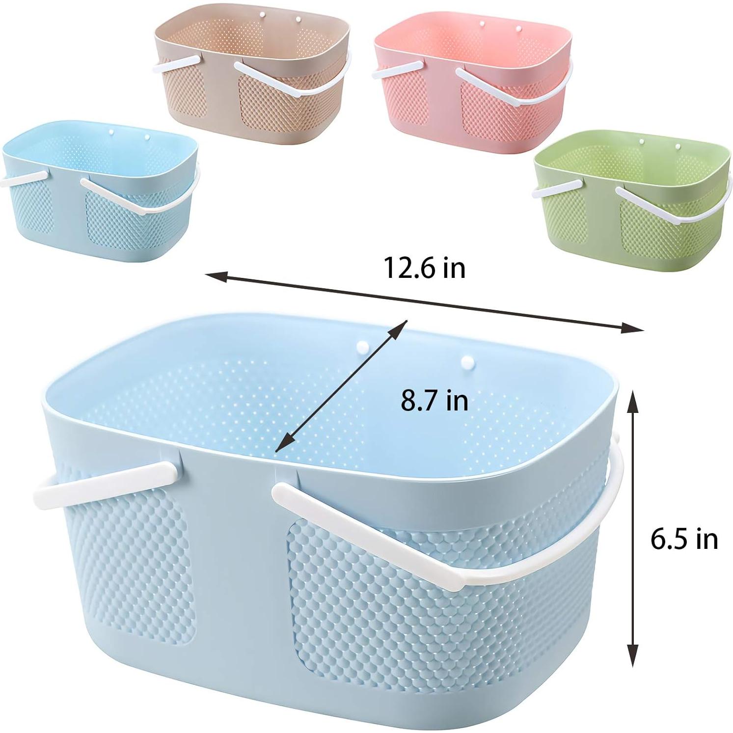 Cesta de Ducha Rejomiik Grande Azul con Drenaje y Mangos