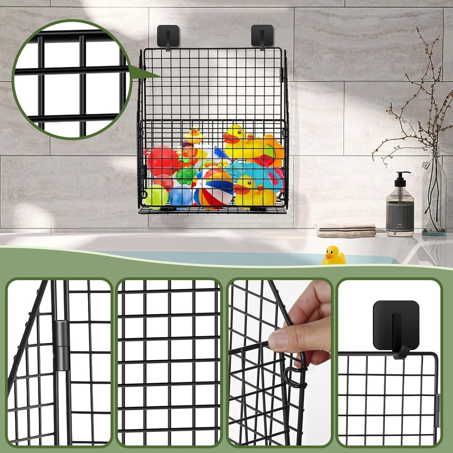 Organizador de Juguetes de Baño Plegable Greentainer Negro