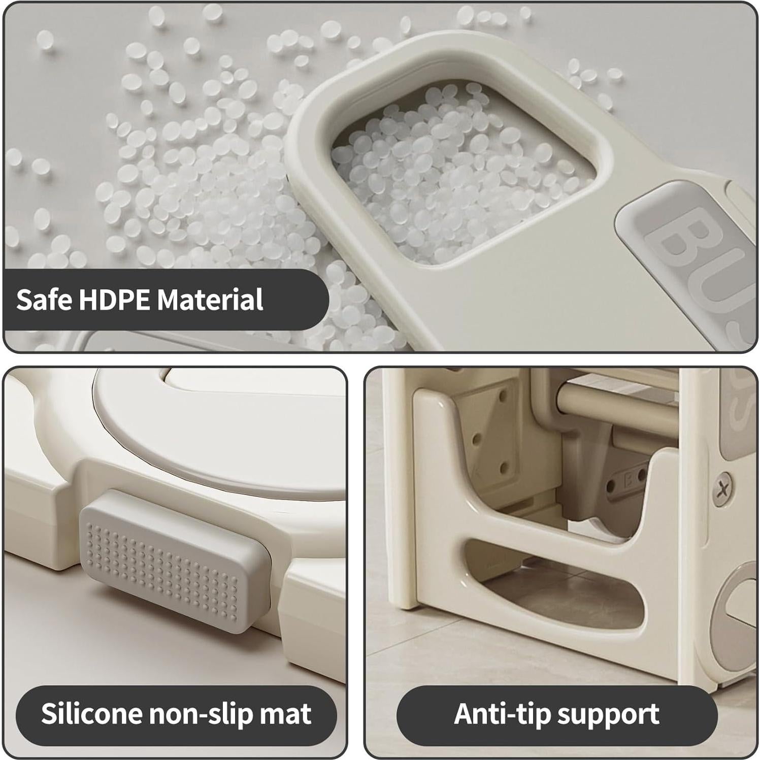 Taburete Plegable 2-en-1 UNICOO Gris y Blanco para Niños