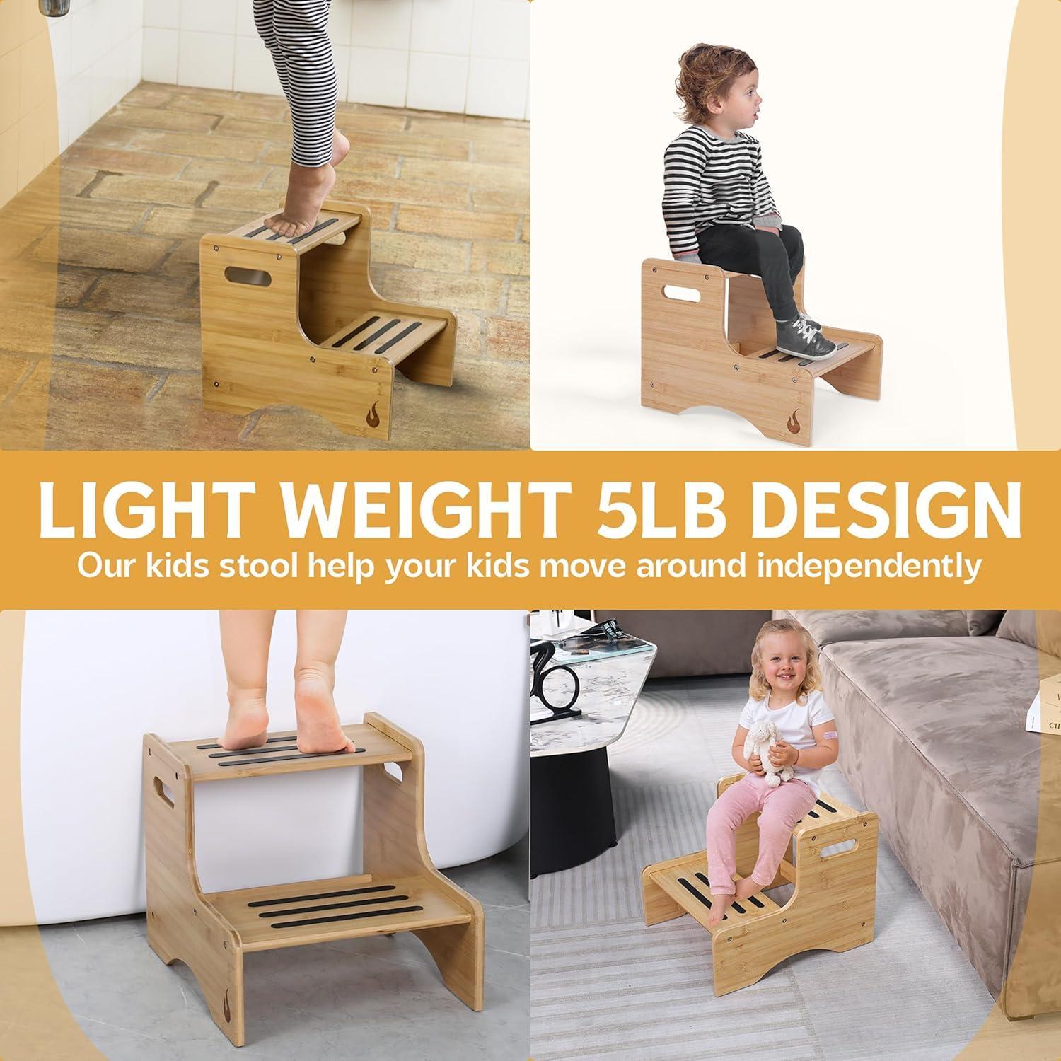 Taburete de Paso Huoli de Bambú para Niños 30.5 cm Antideslizante