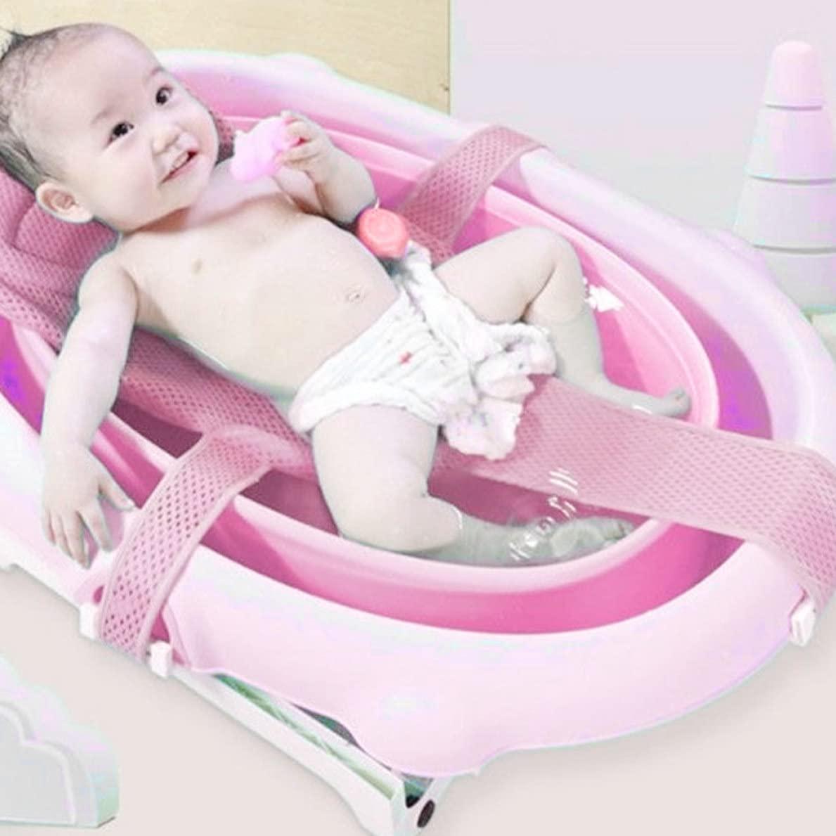 Soporte de Baño para Bebés Rosa - Almohadilla Ajustable Malla
